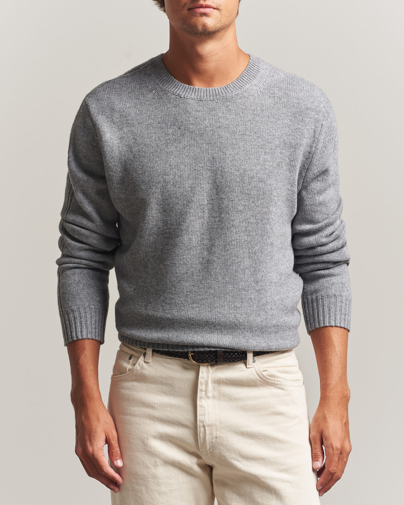 Herr | Tröjor | Tiger of Sweden | Wilfred Wool/Cashmere Sweater Light Grey Melange