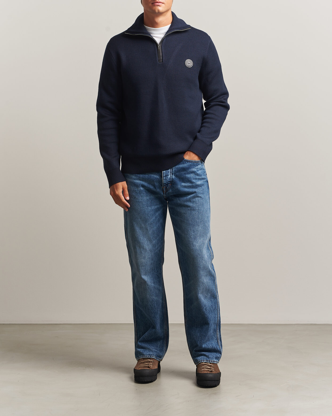 Herr | Tröjor | Tiger of Sweden | Hamish Wool Heavy Knitted Half Zip Night Grape