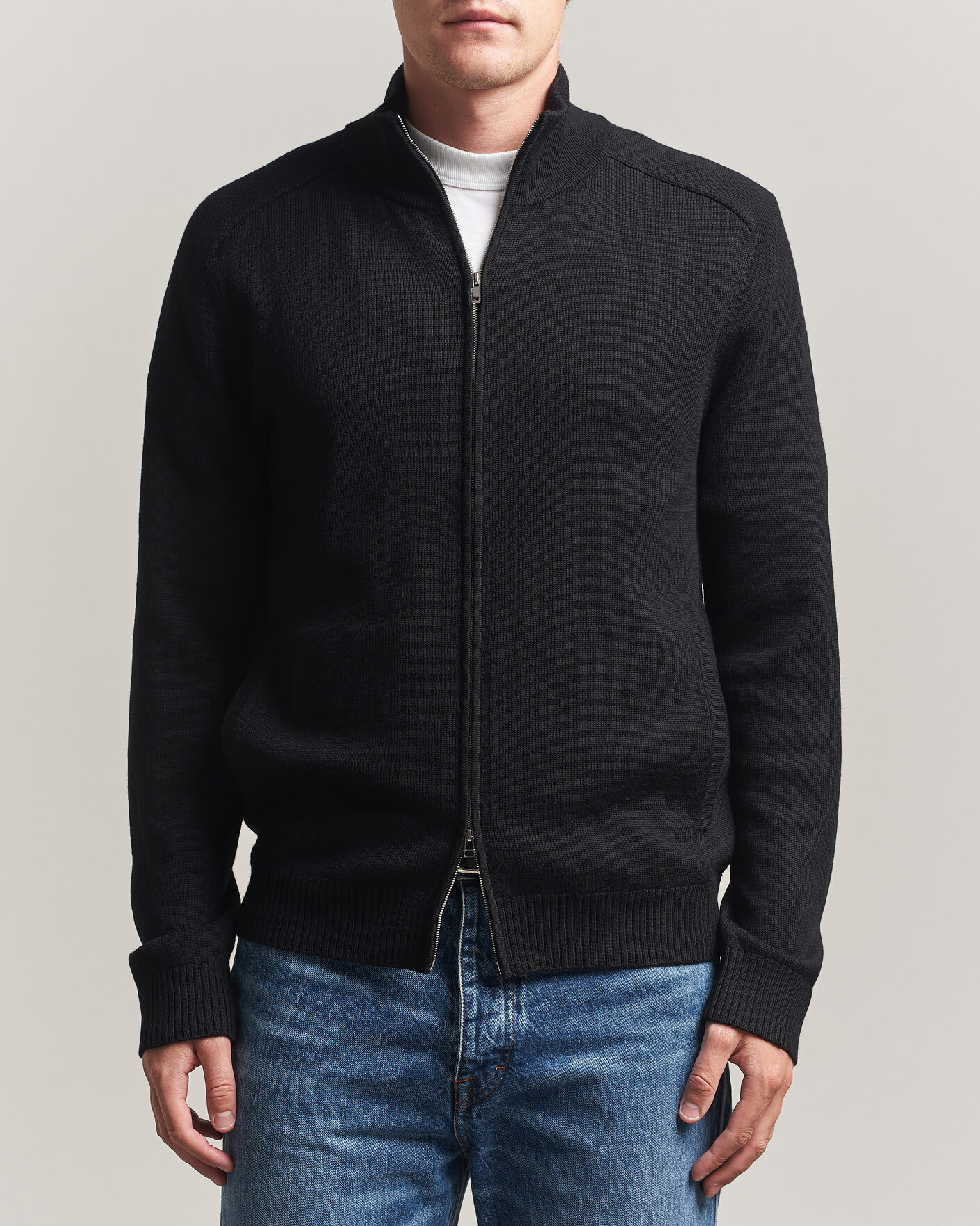 Herr | Tröjor | Tiger of Sweden | Cassian Wool Full Zip Black