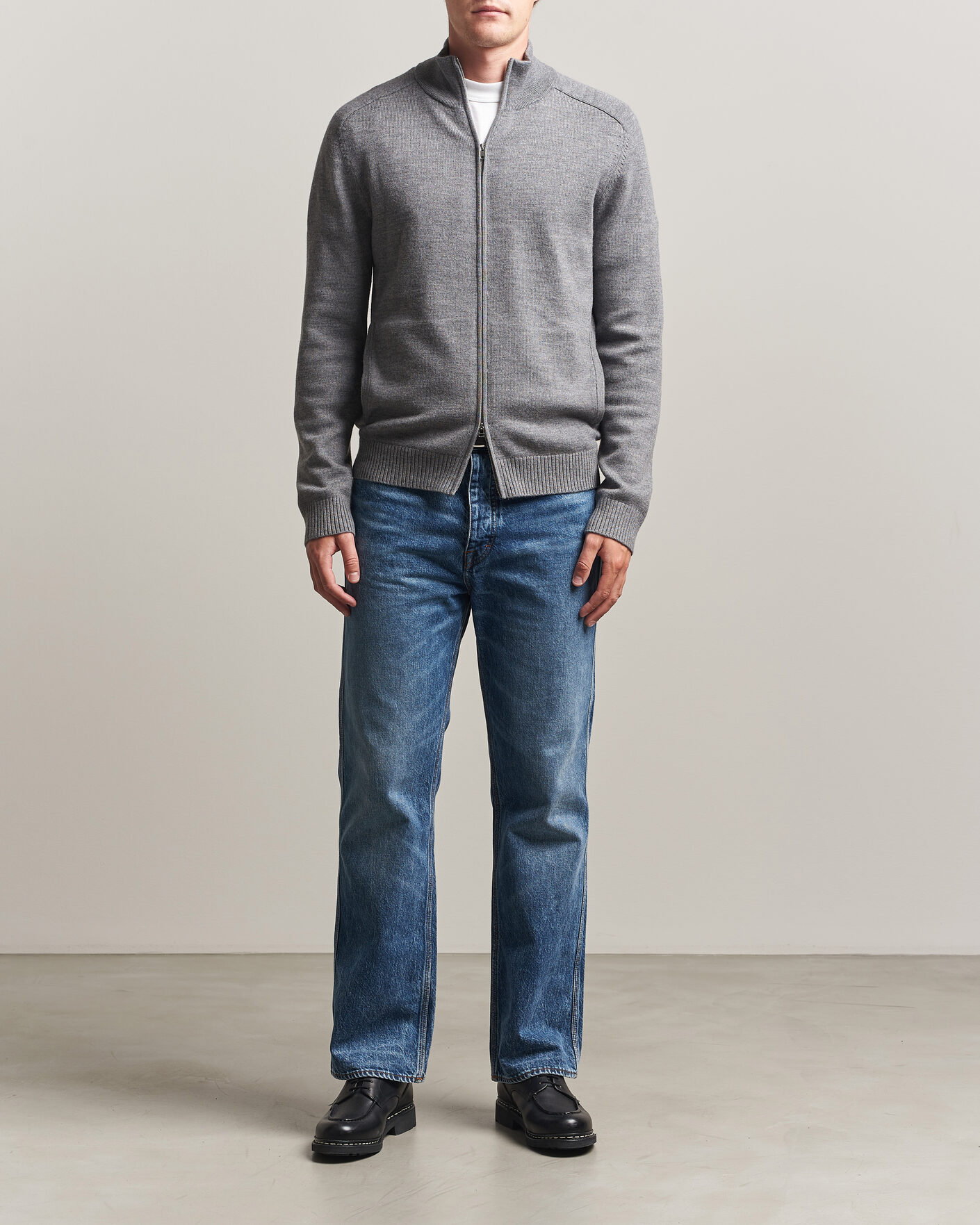 Herr | Tröjor | Tiger of Sweden | Cassian Wool Full Zip Concrete Melange
