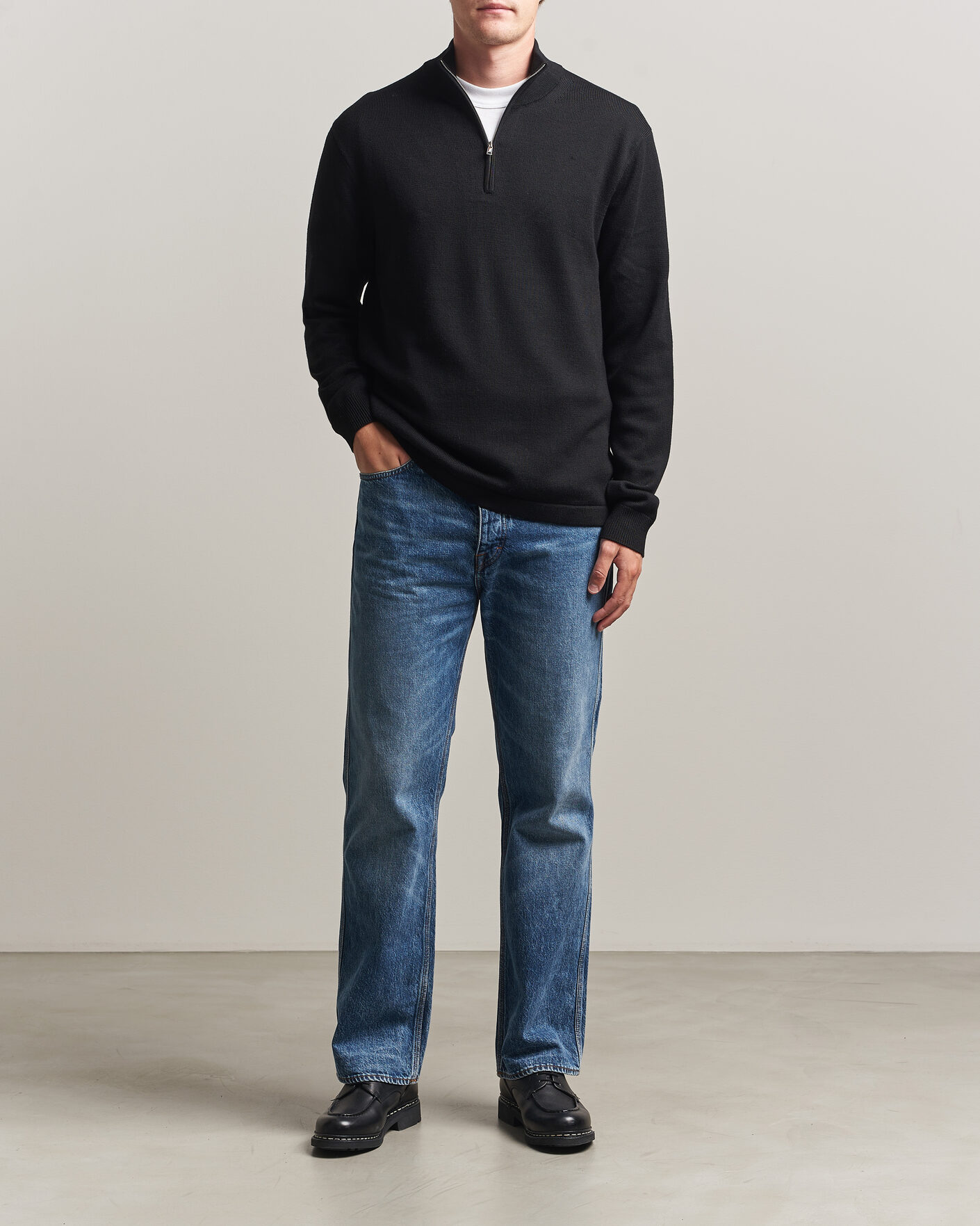 Herr | Tröjor | Tiger of Sweden | Travis Wool Half Zip Black