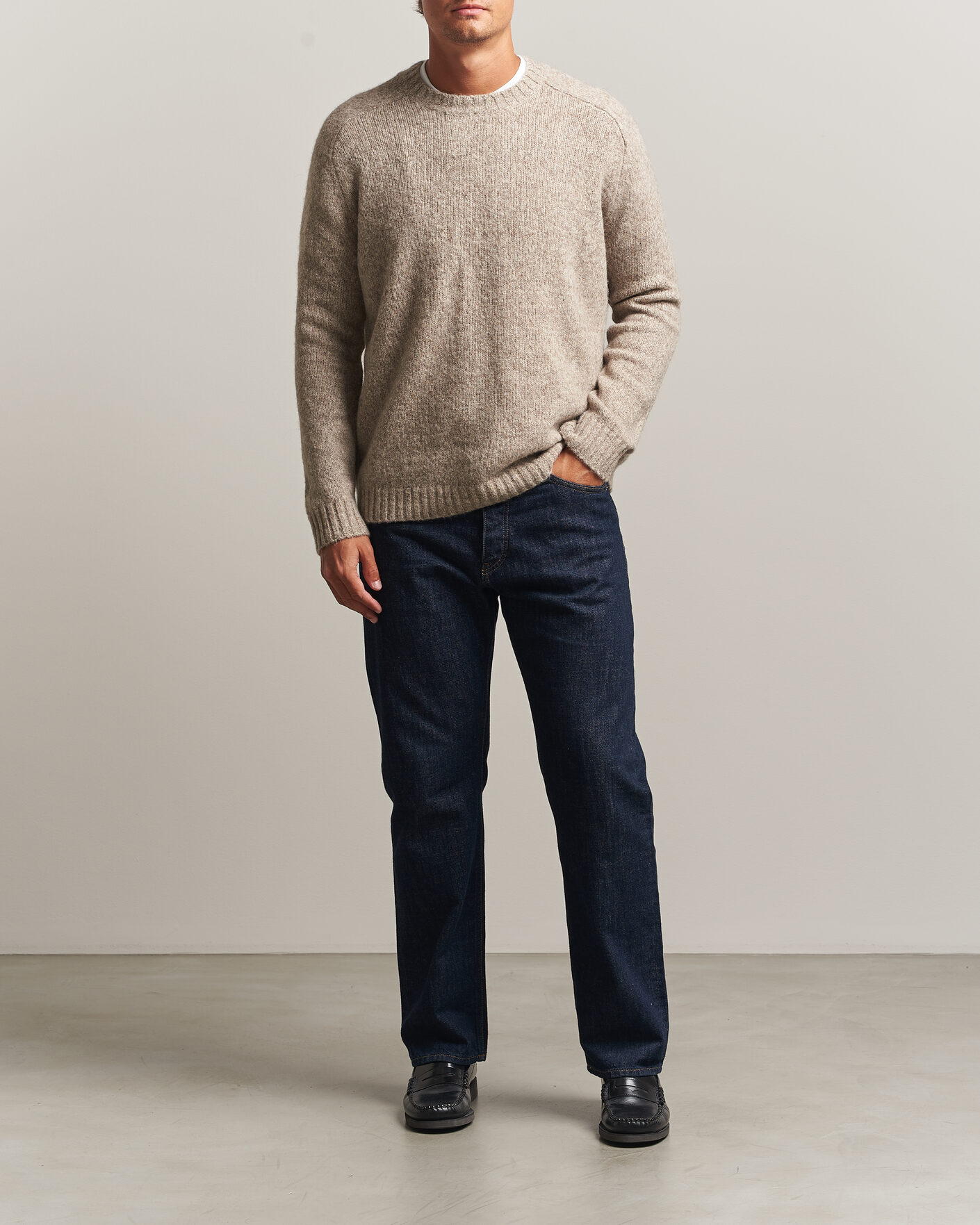 Herr | Tröjor | Tiger of Sweden | Adryan Yak/Alpaca Knitted Sweater Stone Melange