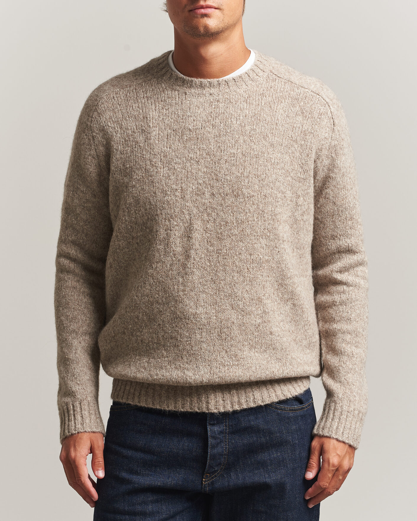 Herr | Tröjor | Tiger of Sweden | Adryan Yak/Alpaca Knitted Sweater Stone Melange