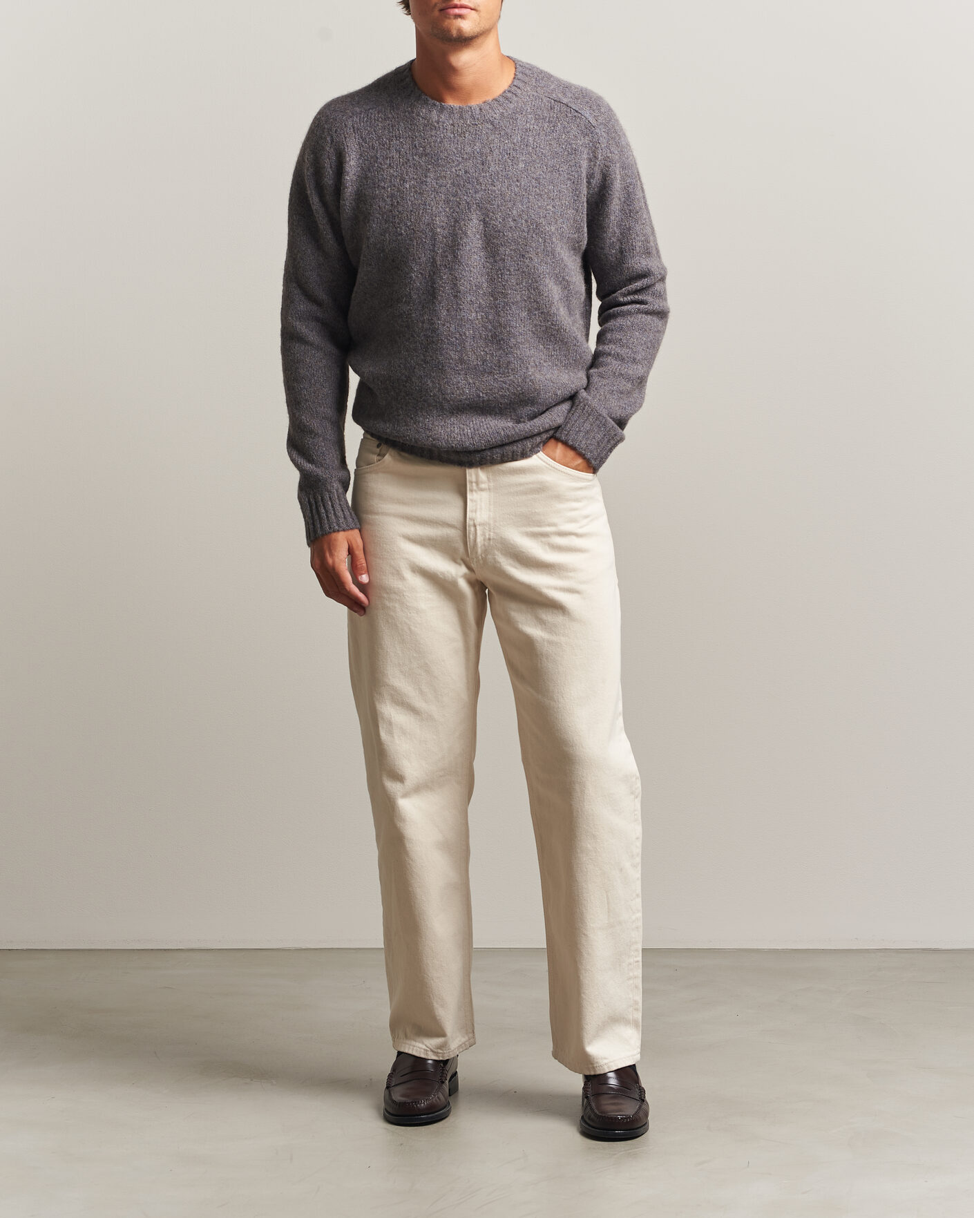 Herr | Tröjor | Tiger of Sweden | Adryan Yak/Alpaca Knitted Sweater Grey Melange
