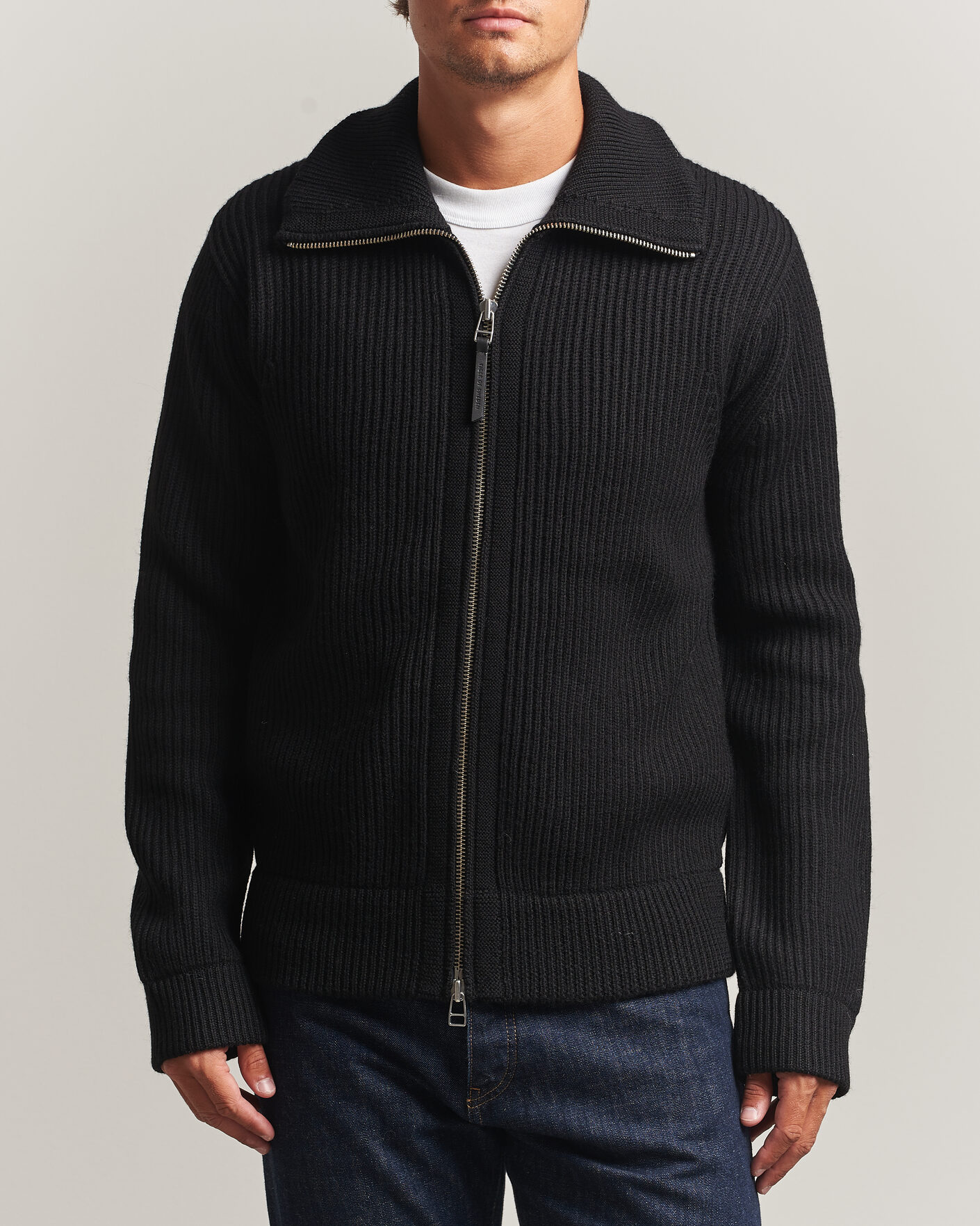Herr | Tröjor | Tiger of Sweden | Niall Wool Heavy Knitted Full Zip Black