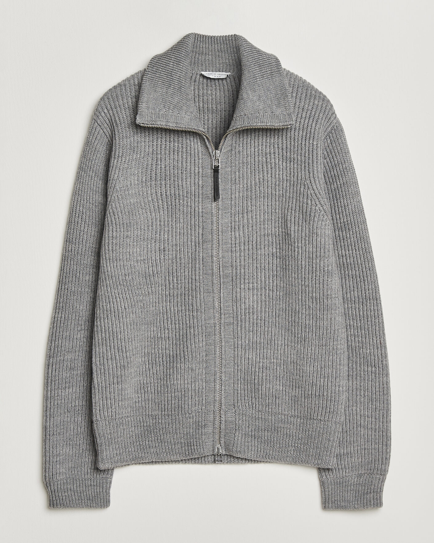 Herr | Tröjor | Tiger of Sweden | Niall Wool Heavy Knitted Full Zip Grey Melange