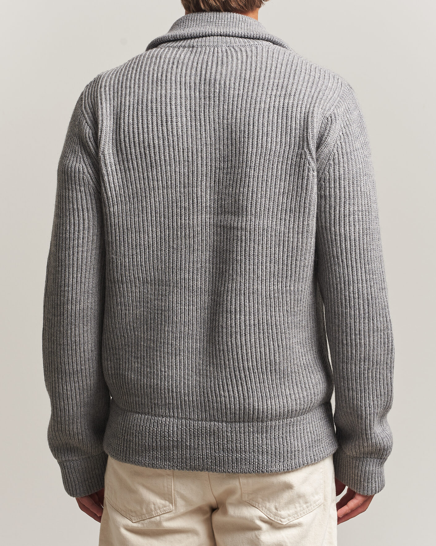Herr | Tröjor | Tiger of Sweden | Niall Wool Heavy Knitted Full Zip Grey Melange