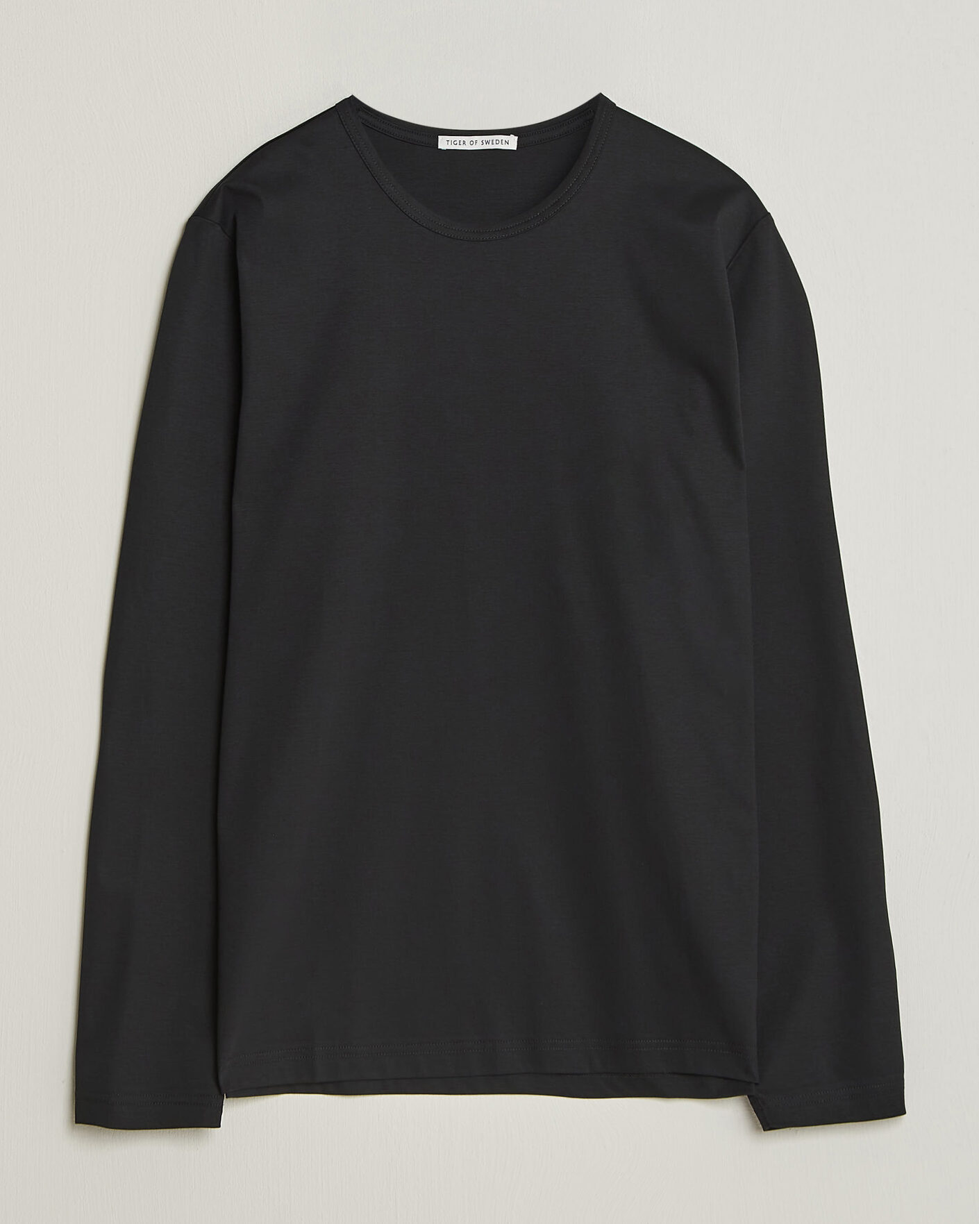 Herr | T-Shirts | Tiger of Sweden | Olaf Mercerized Cotton Long Sleeve T-Shirt Black