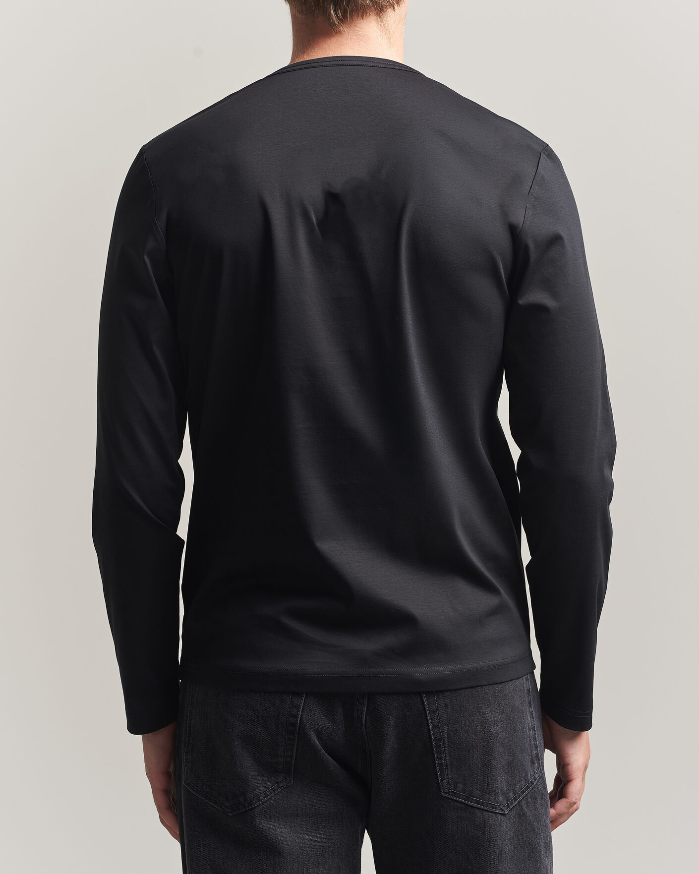 Herr | T-Shirts | Tiger of Sweden | Olaf Mercerized Cotton Long Sleeve T-Shirt Black