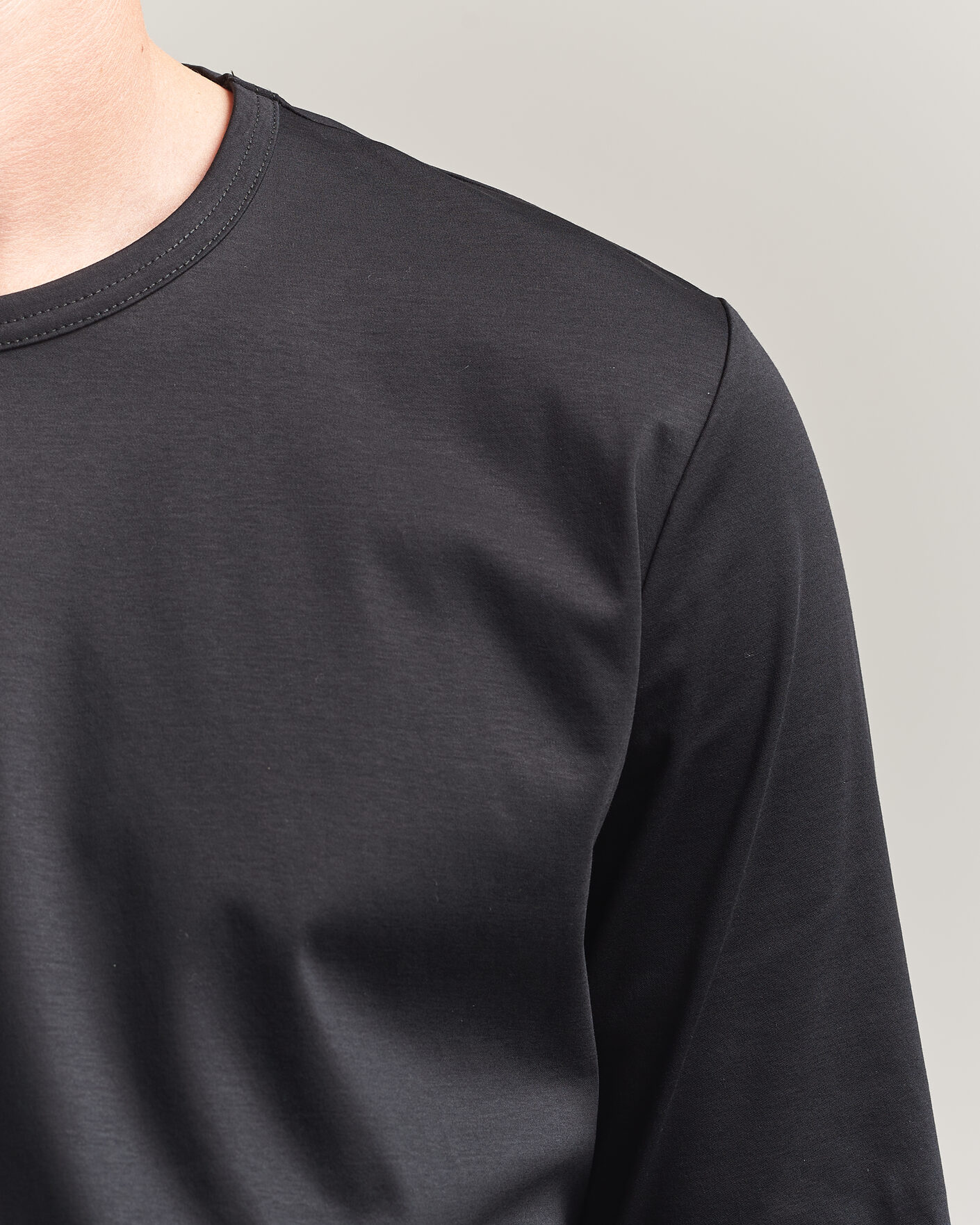Herr | T-Shirts | Tiger of Sweden | Olaf Mercerized Cotton Long Sleeve T-Shirt Black