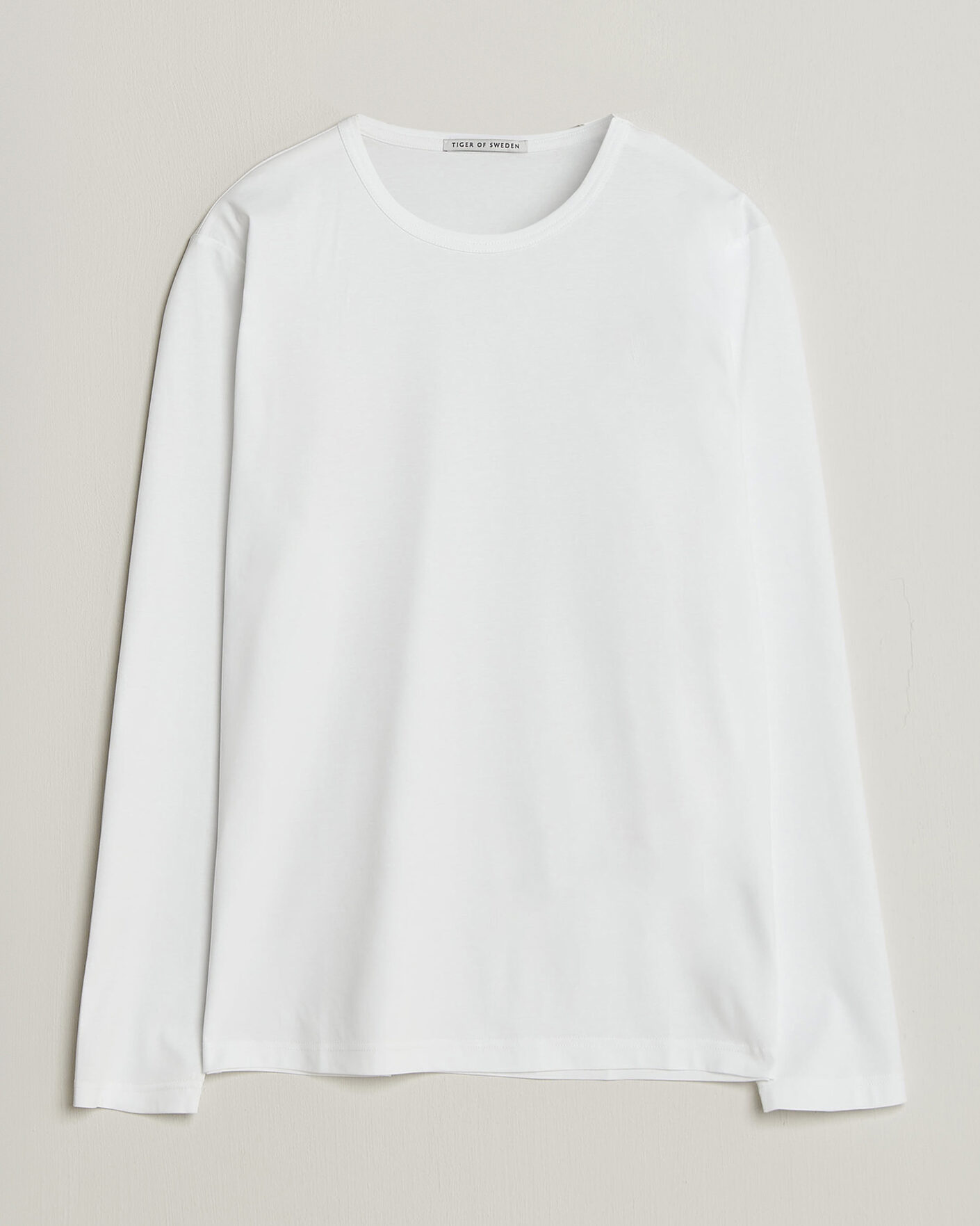 Herr | T-Shirts | Tiger of Sweden | Olaf Mercerized Cotton Long Sleeve T-Shirt Pure White