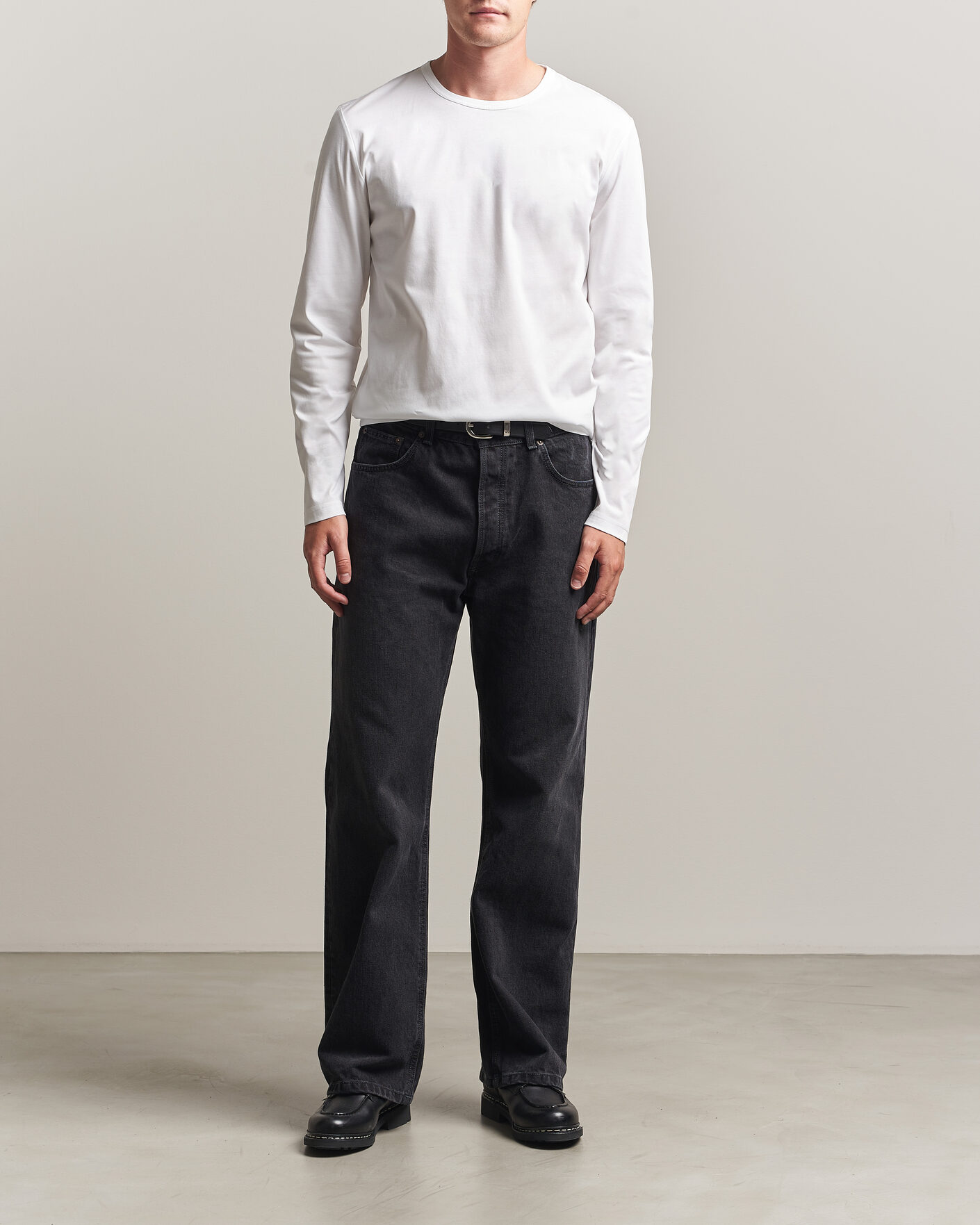Herr | T-Shirts | Tiger of Sweden | Olaf Mercerized Cotton Long Sleeve T-Shirt Pure White