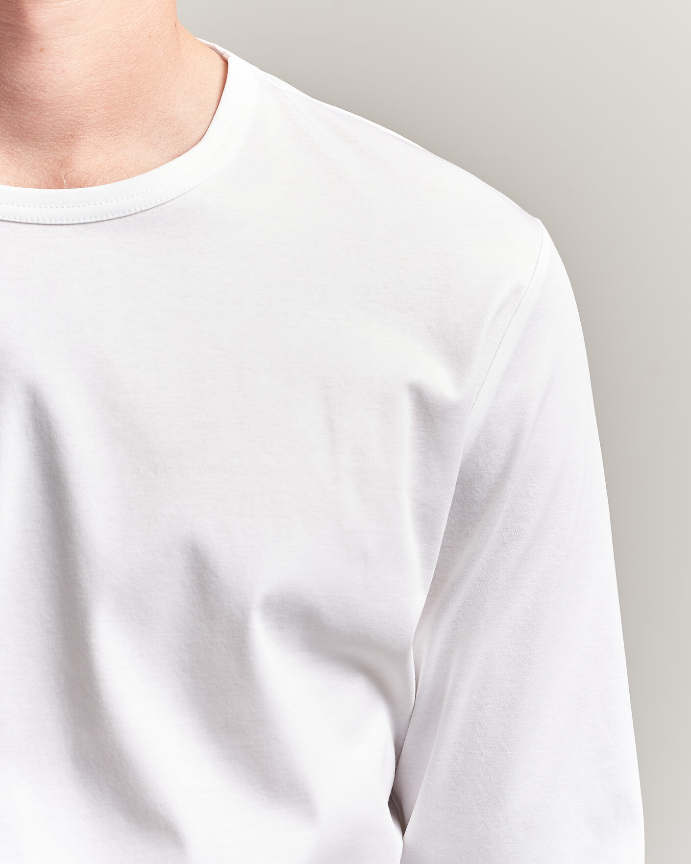 Herr | T-Shirts | Tiger of Sweden | Olaf Mercerized Cotton Long Sleeve T-Shirt Pure White