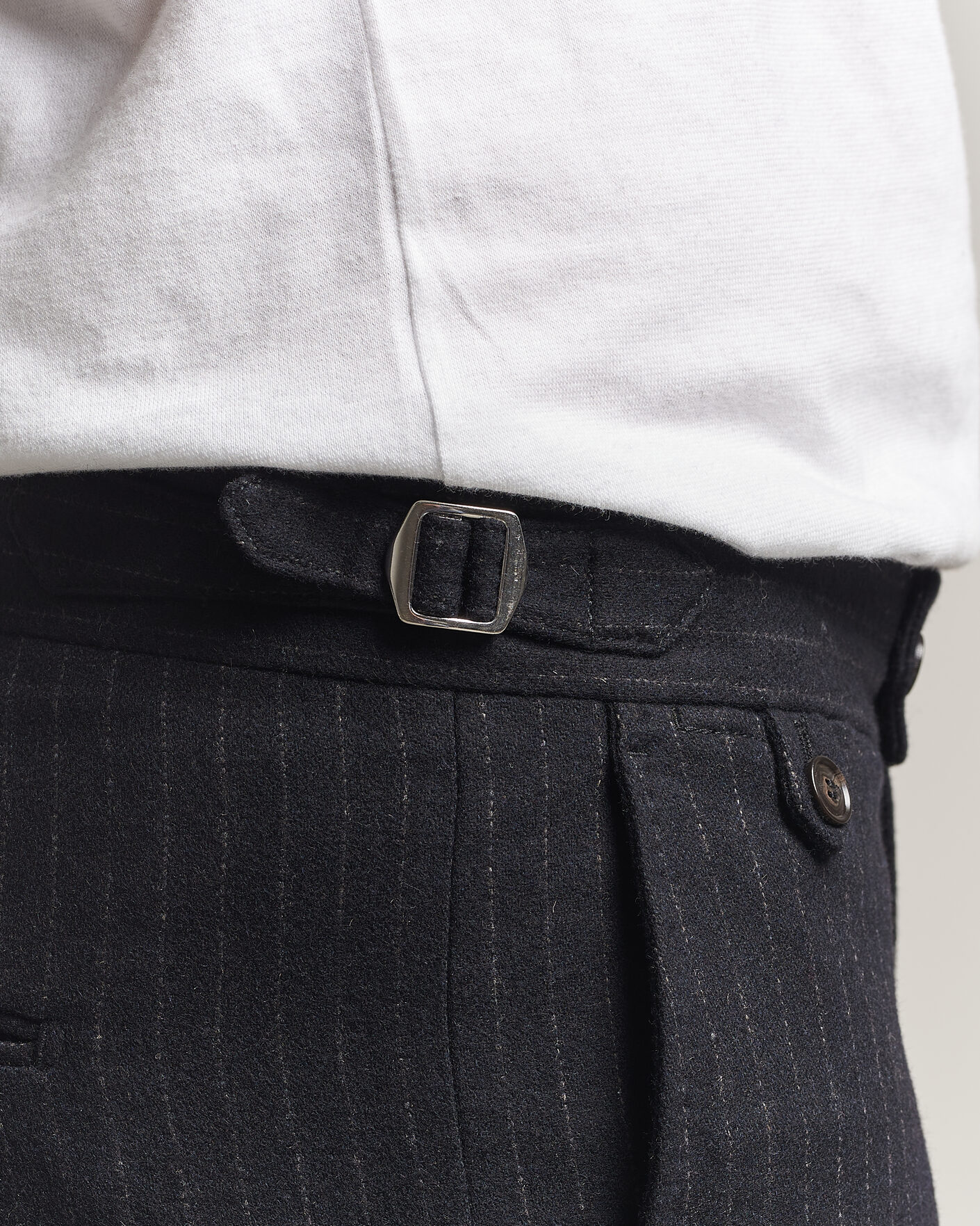 Herr | Byxor | Tiger of Sweden | Tense Wool Pleated Pinstriped Trousers Blue Function