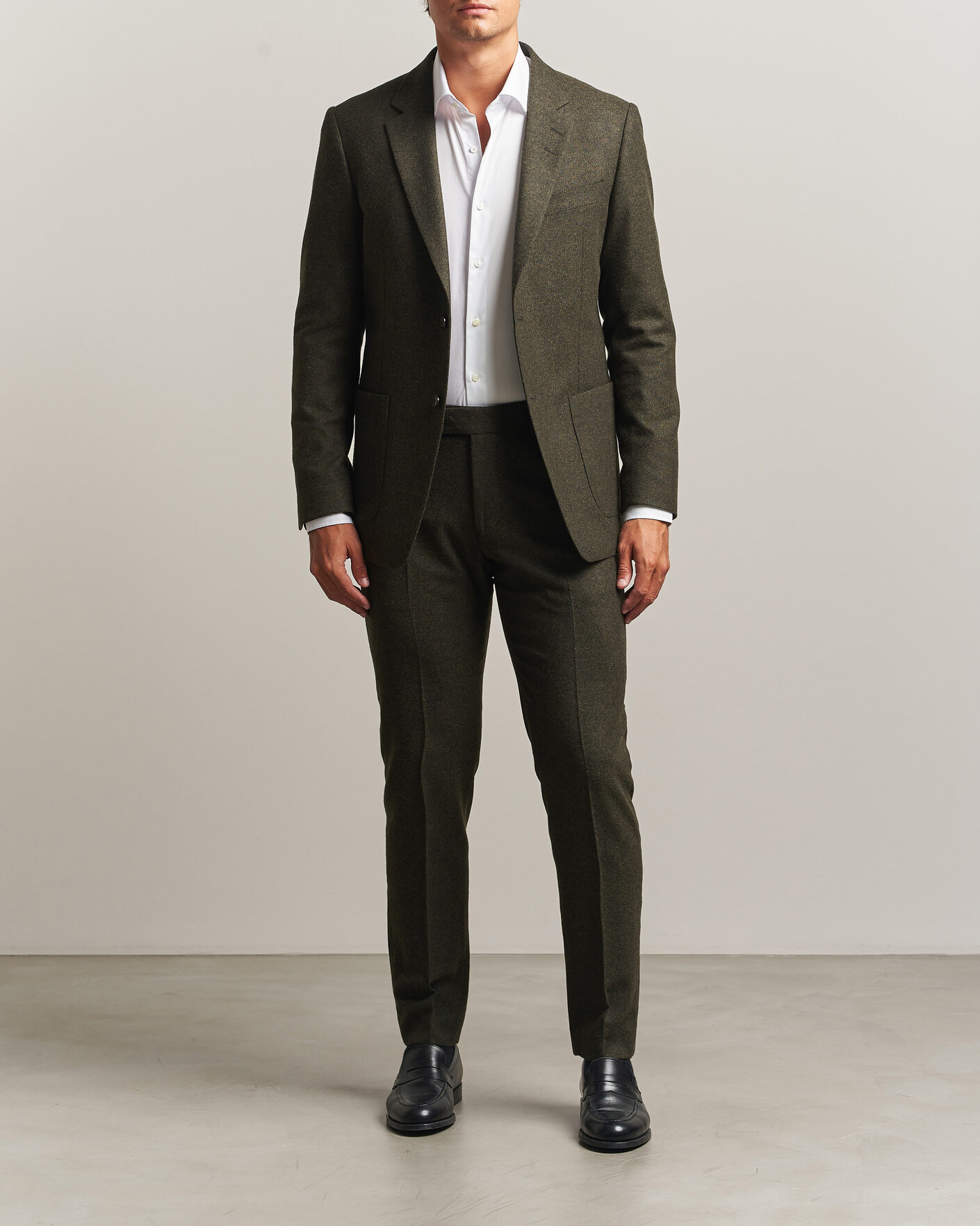 Herr | Byxor | Tiger of Sweden | Tenuta Wool Flannel Suit Trousers Muted Canopy