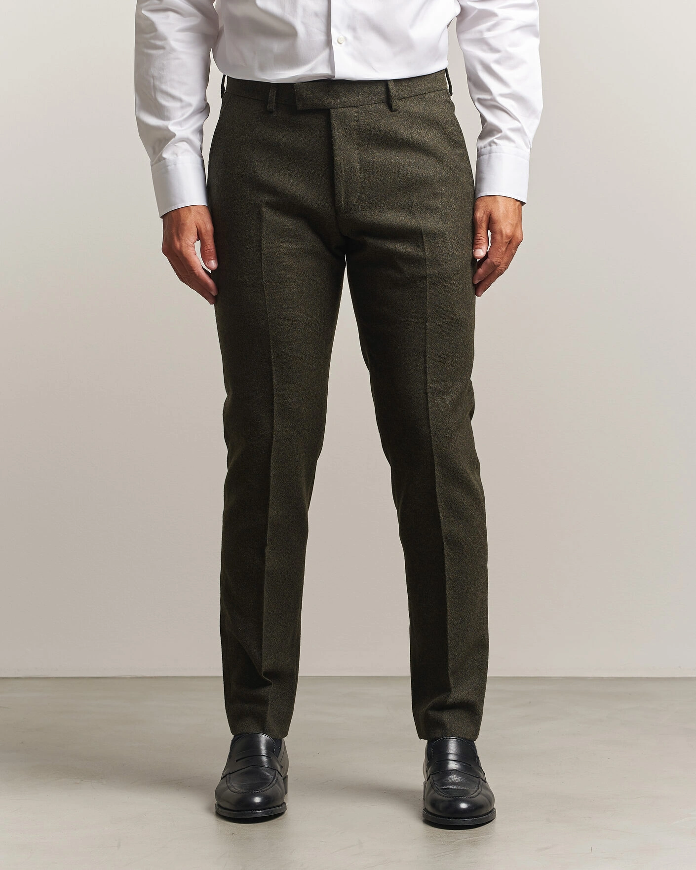 Herr | Byxor | Tiger of Sweden | Tenuta Wool Flannel Suit Trousers Muted Canopy