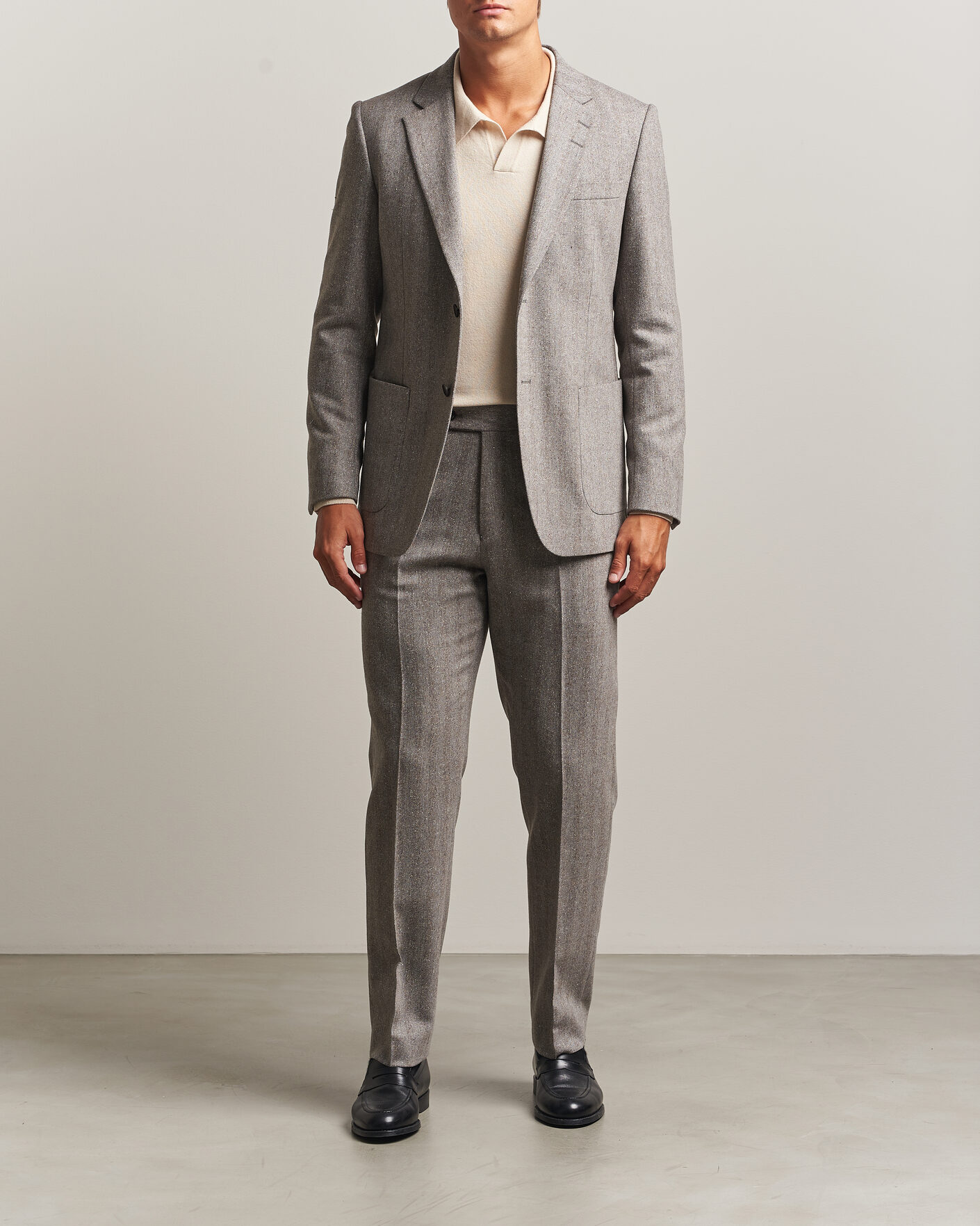 Herr | Byxor | Tiger of Sweden | Tense Wool Donegal Suit Trousers Dark Stone