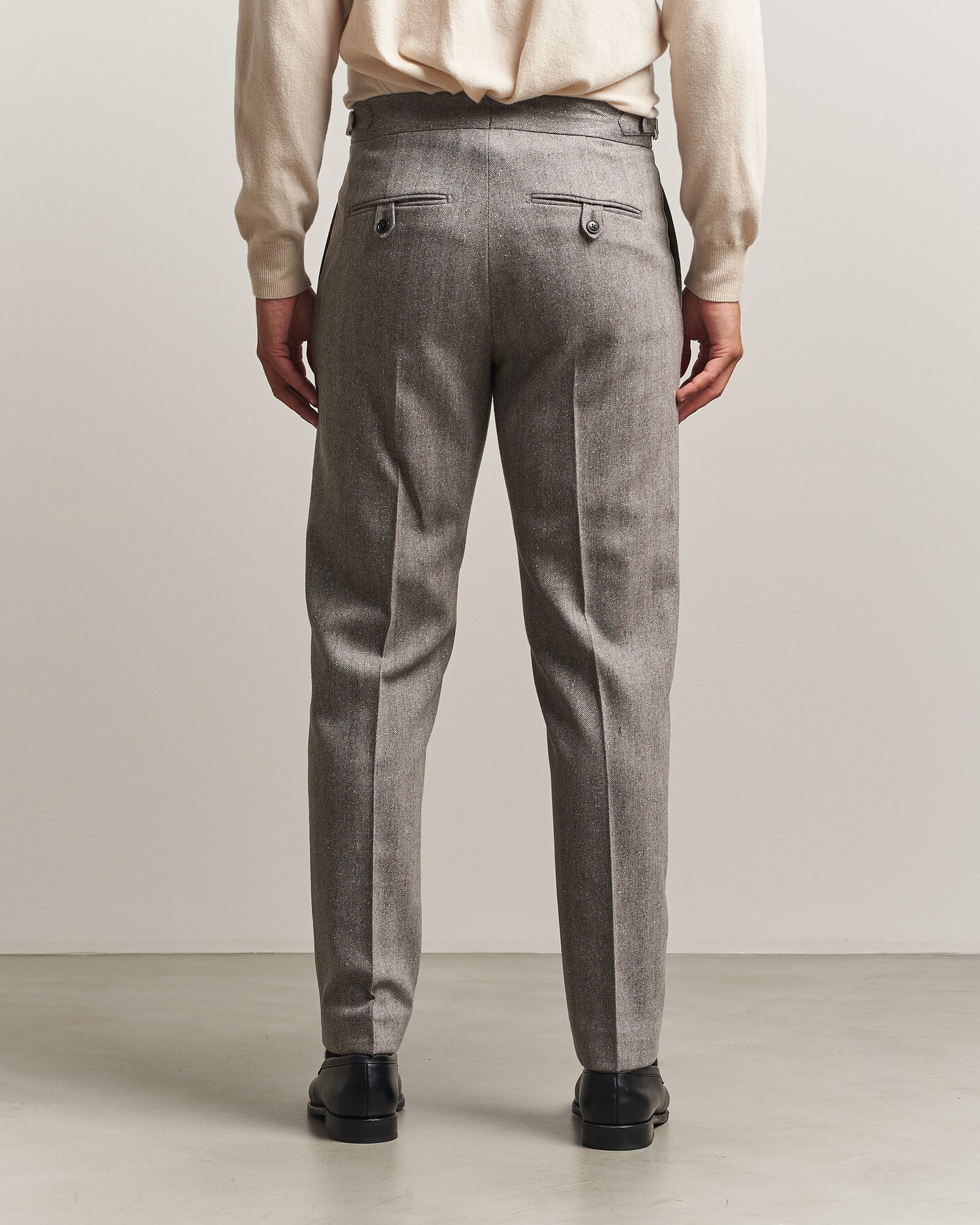 Herr | Byxor | Tiger of Sweden | Tense Wool Donegal Suit Trousers Dark Stone