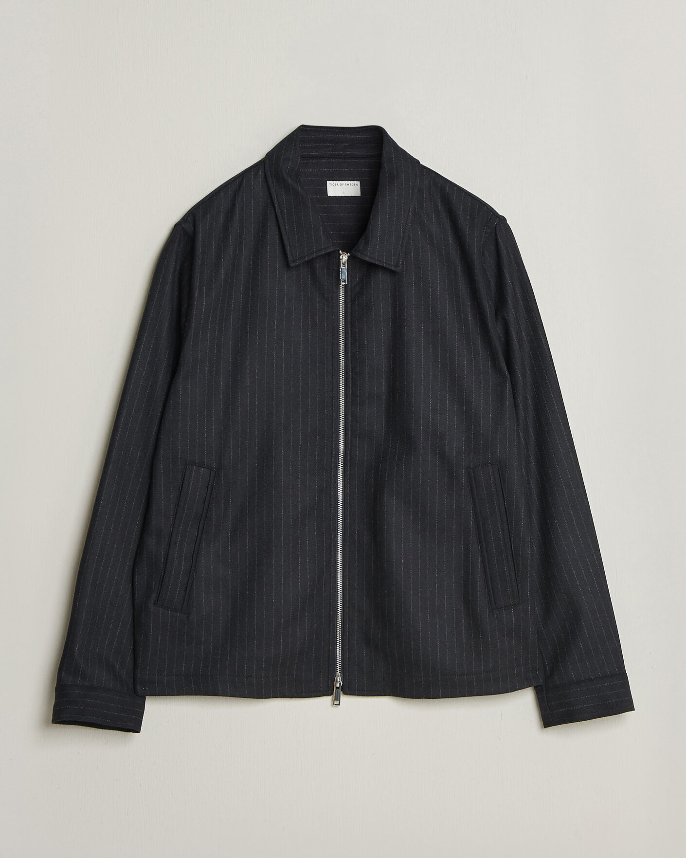 Herr | Jackor | Tiger of Sweden | Barnaby Wool Pinstriped Shirt Jacket Blue Function