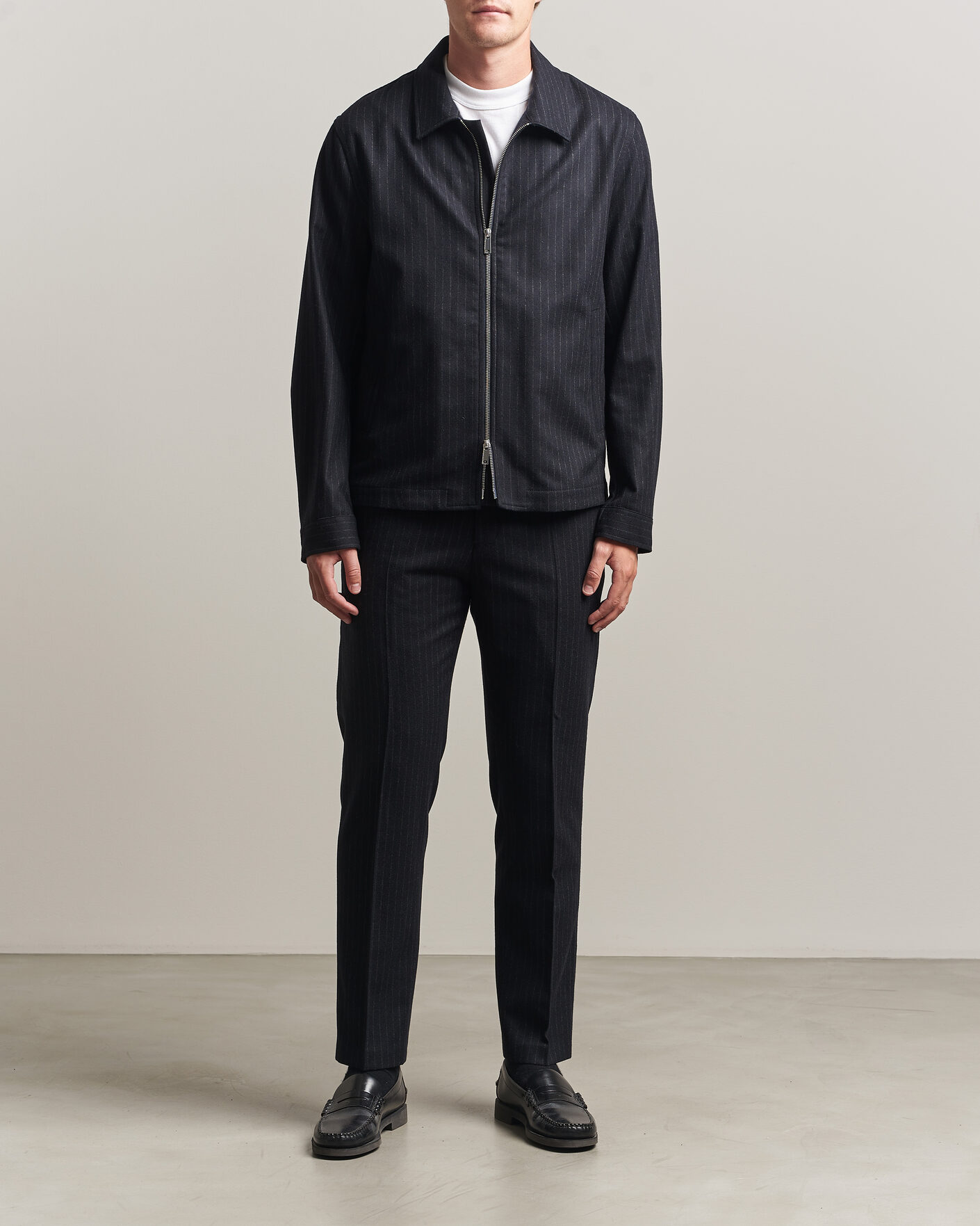 Herr | Jackor | Tiger of Sweden | Barnaby Wool Pinstriped Shirt Jacket Blue Function