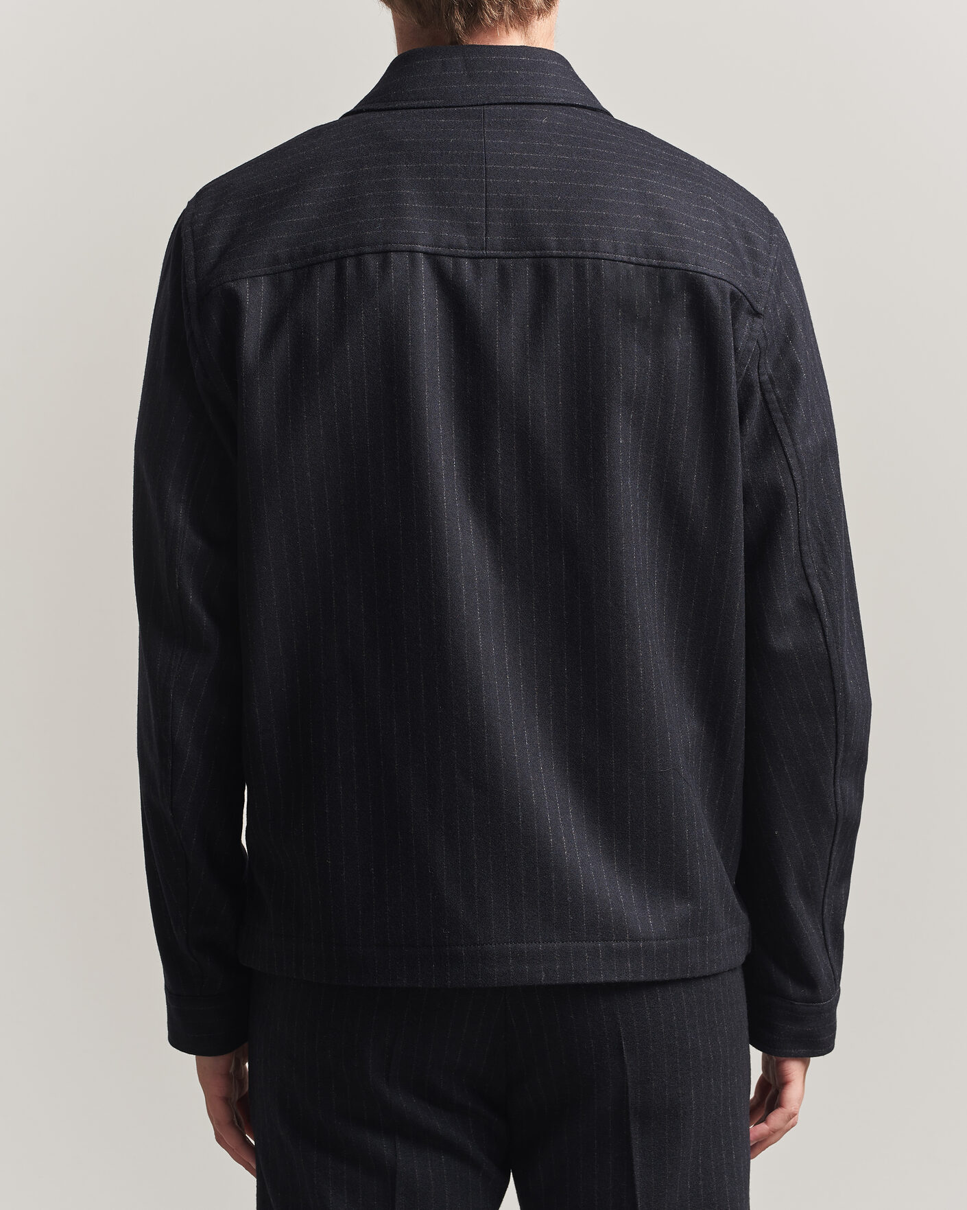 Herr | Jackor | Tiger of Sweden | Barnaby Wool Pinstriped Shirt Jacket Blue Function