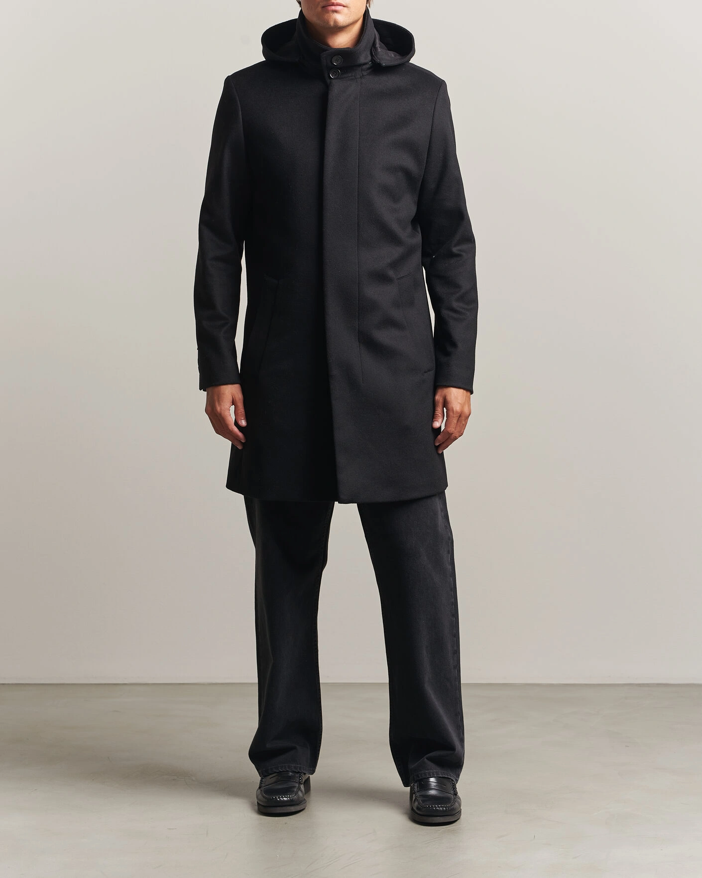 Herr | Jackor | Tiger of Sweden | Aleric Wool/Cashmere Hooded Coat Black