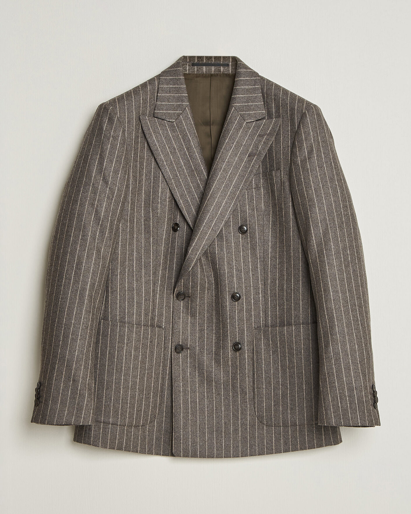 Herr | Kavajer | Tiger of Sweden | Joachim Wool Double Breasted Pinstriped Blazer Grey Brown