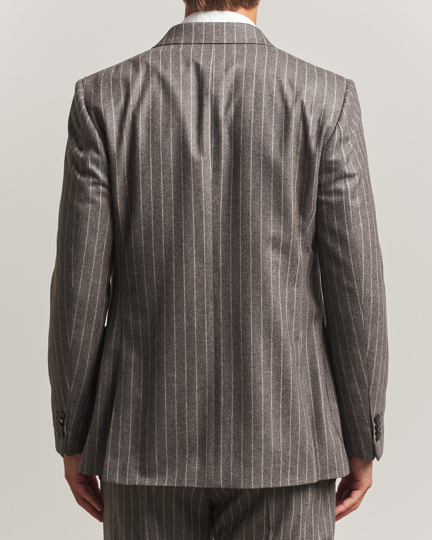 Herr | Kavajer | Tiger of Sweden | Joachim Wool Double Breasted Pinstriped Blazer Grey Brown