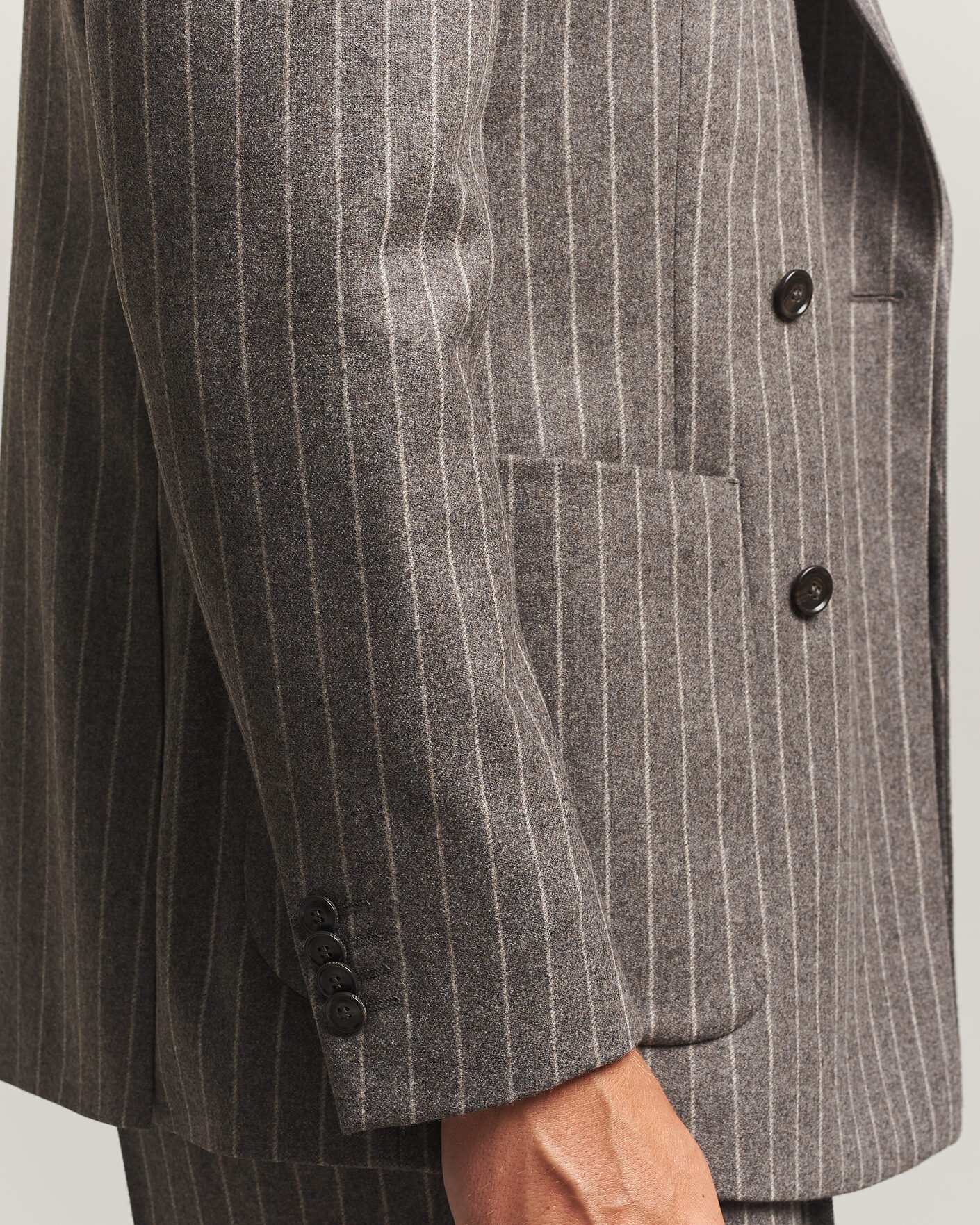 Herr | Kavajer | Tiger of Sweden | Joachim Wool Double Breasted Pinstriped Blazer Grey Brown