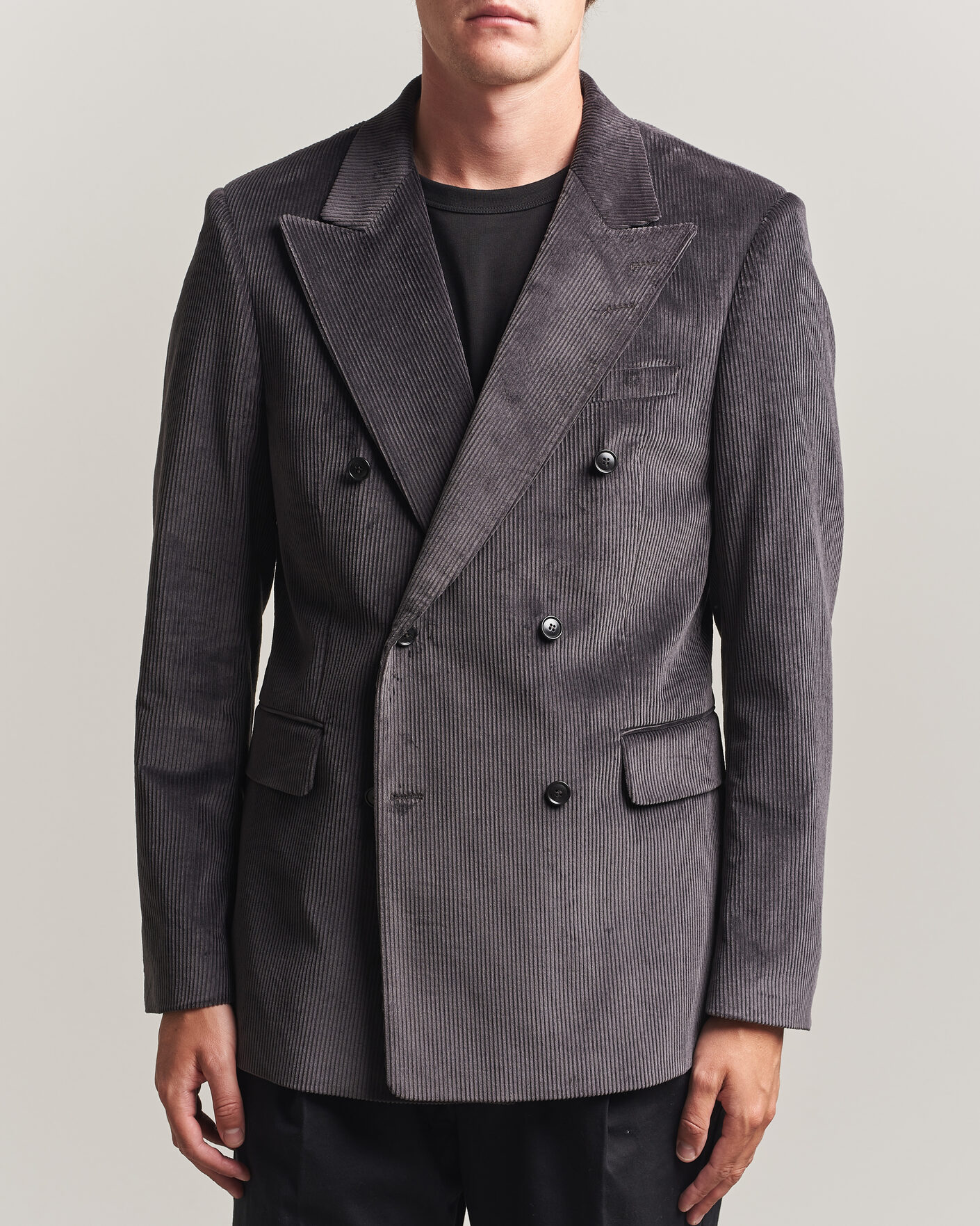 Herr | Kavajer | Tiger of Sweden | 1903 Corduroy Double Breasted Blazer Phantom