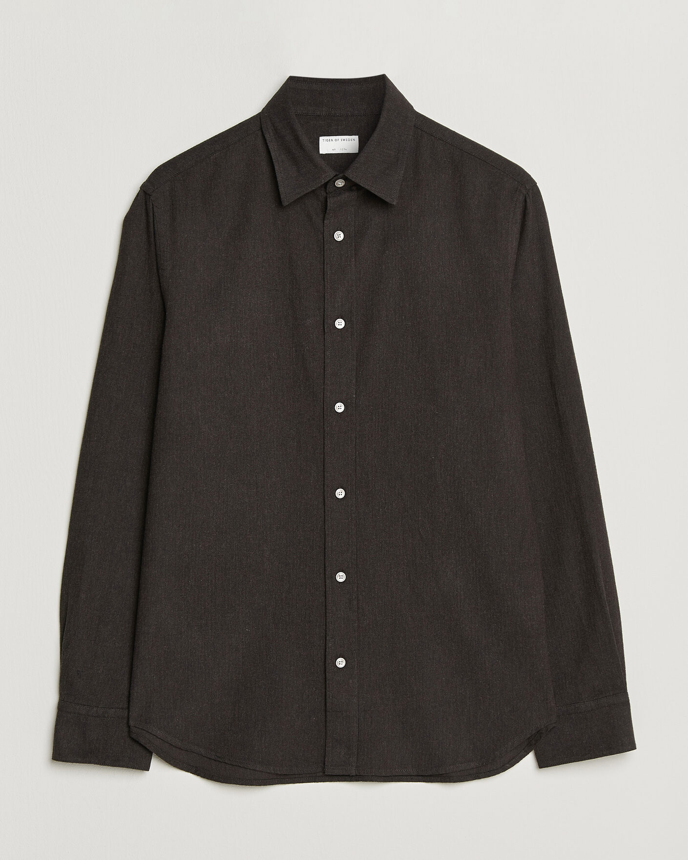 Herr | Skjortor | Tiger of Sweden | Bjorn Brushed Cotton Shirt Espresso