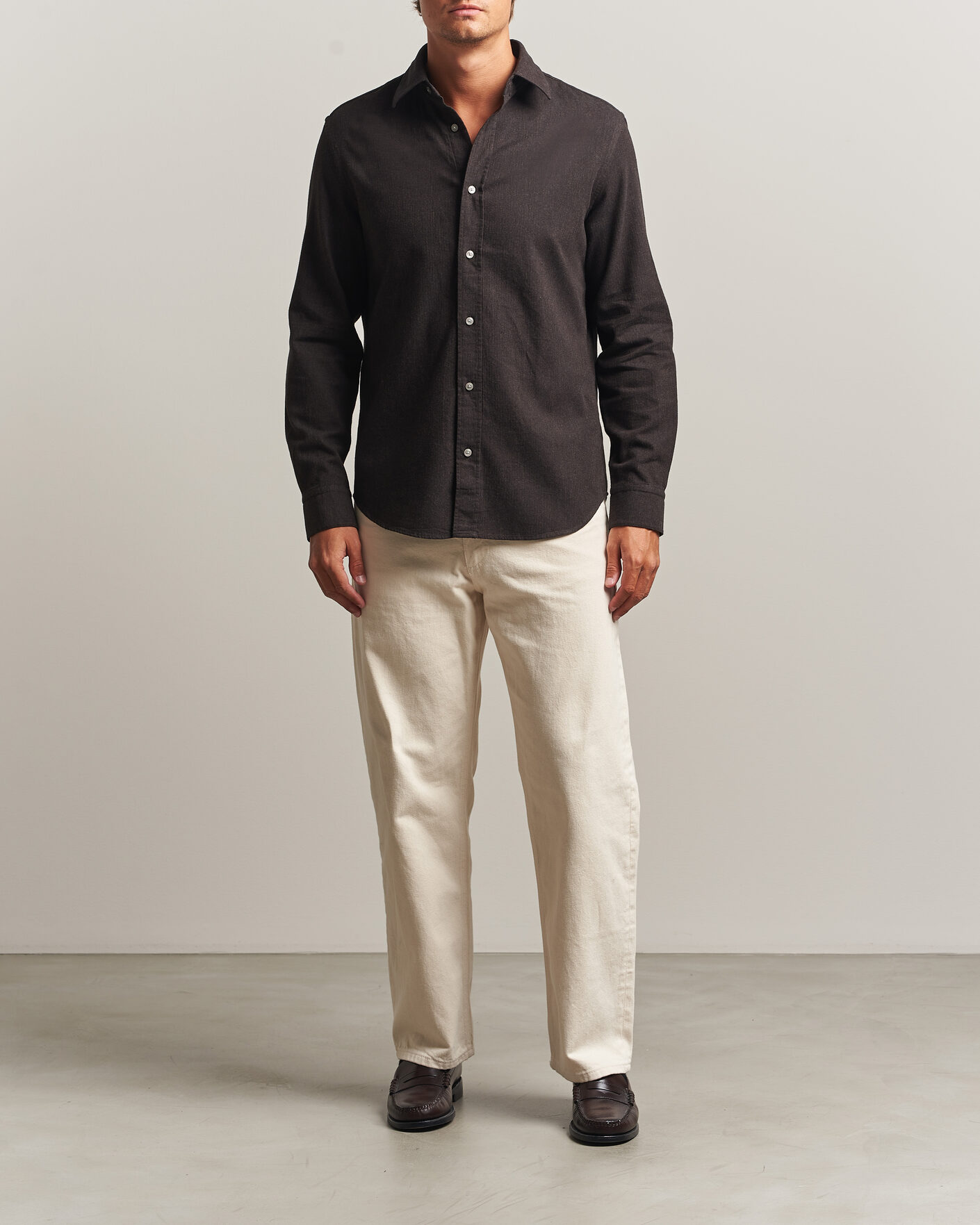 Herr | Skjortor | Tiger of Sweden | Bjorn Brushed Cotton Shirt Espresso