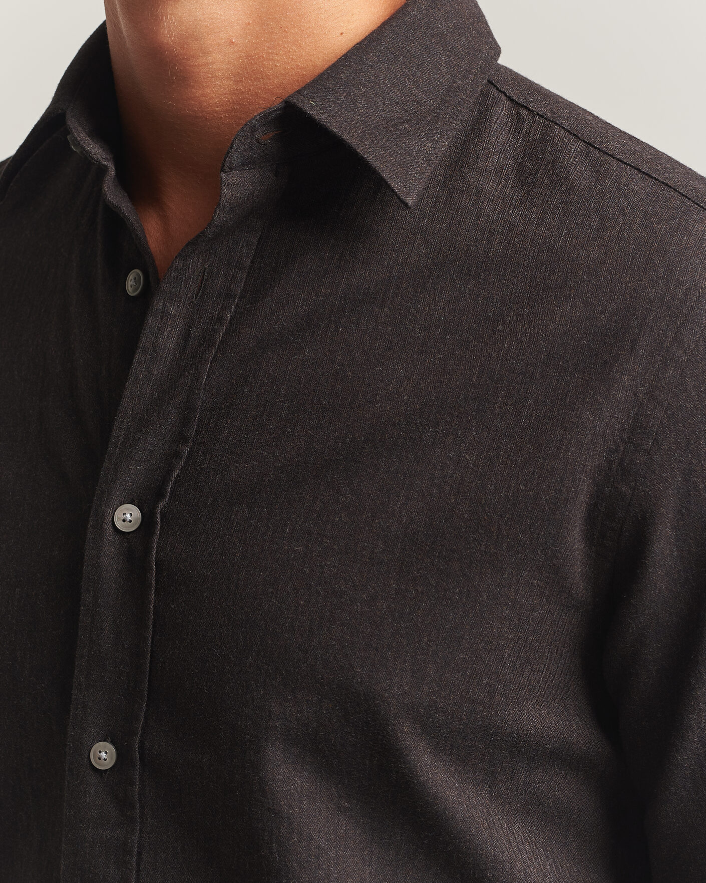 Herr | Skjortor | Tiger of Sweden | Bjorn Brushed Cotton Shirt Espresso