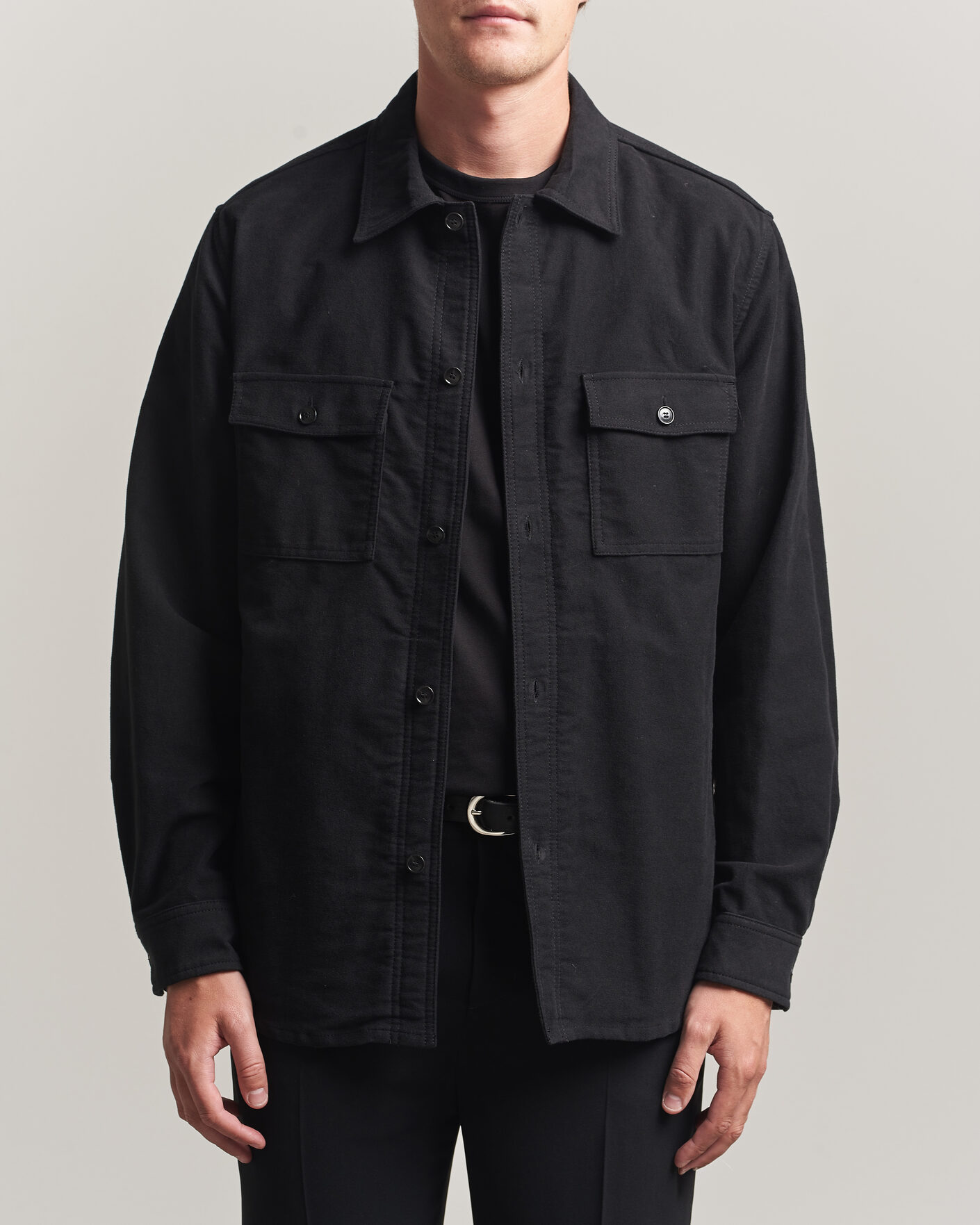 Herr | Skjortor | Tiger of Sweden | Bishop Cotton Overshirt Black