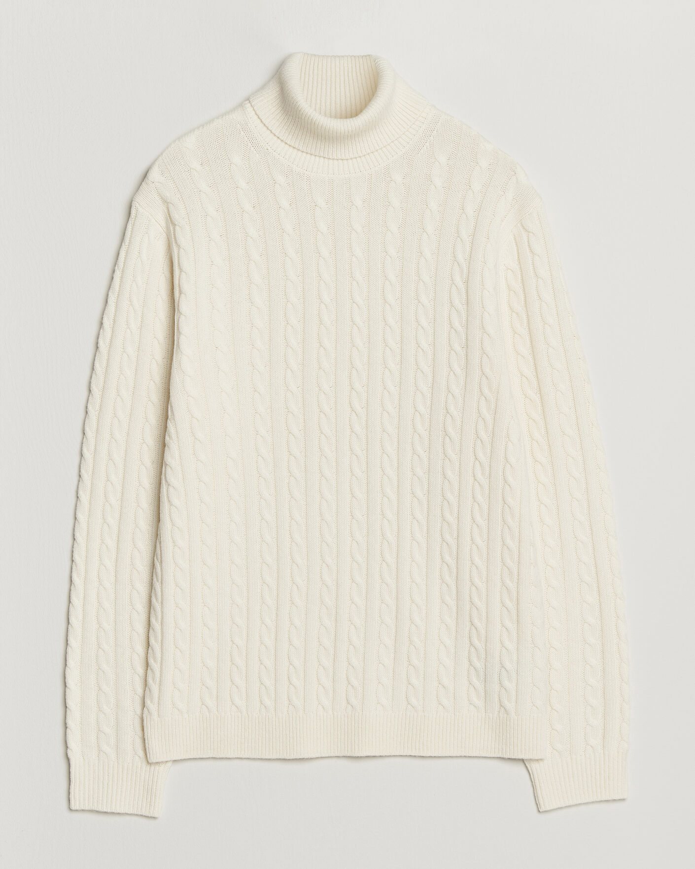 Herr | Tröjor | Tiger of Sweden | Wilde Wool/Cashmere Cable Turtleneck Porcelain Cream