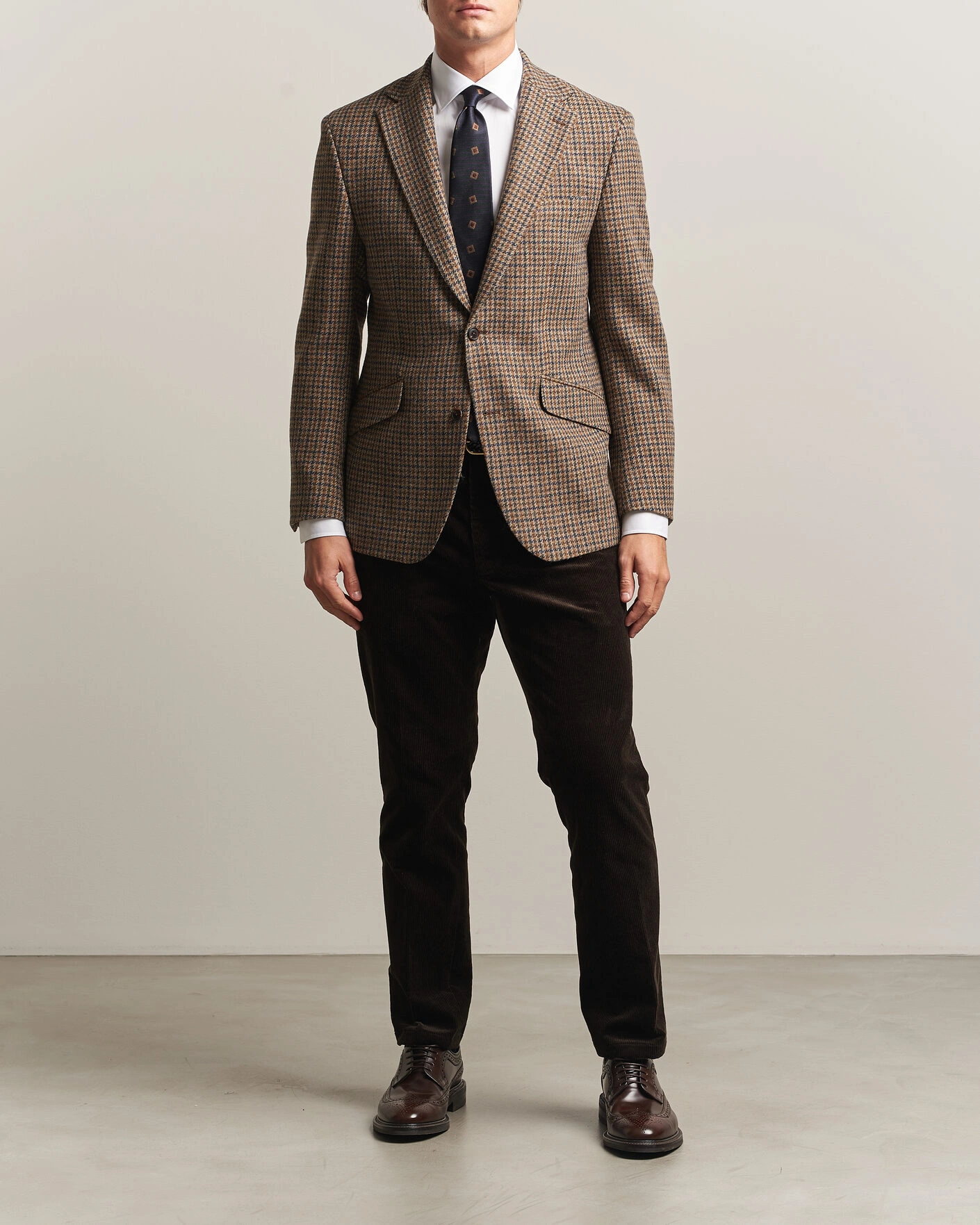 Herr | Kavajer | Walker Slater | Edward Lambswool Puppytooth Blazer Sandstone