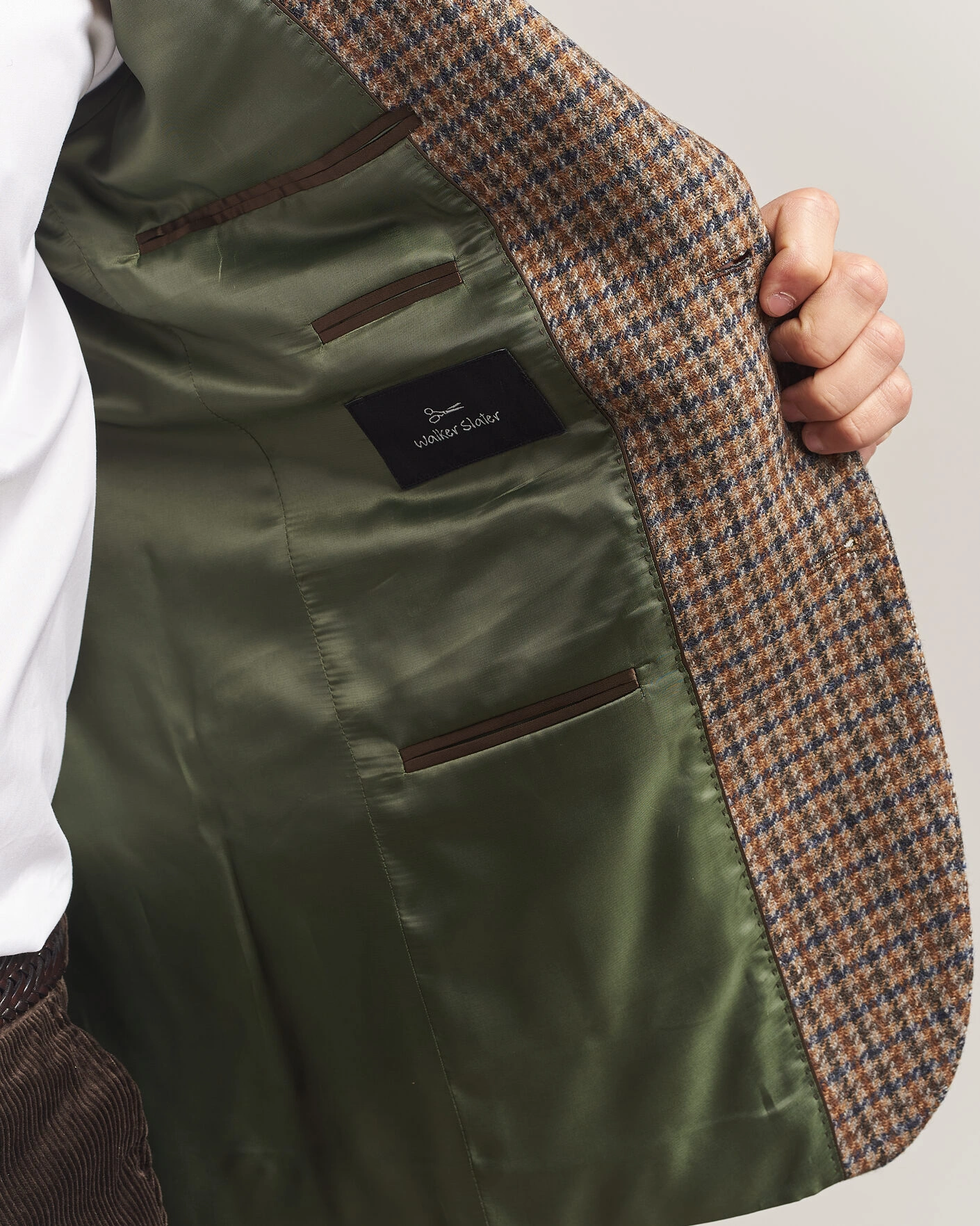 Herr | Kavajer | Walker Slater | Edward Lambswool Puppytooth Blazer Sandstone