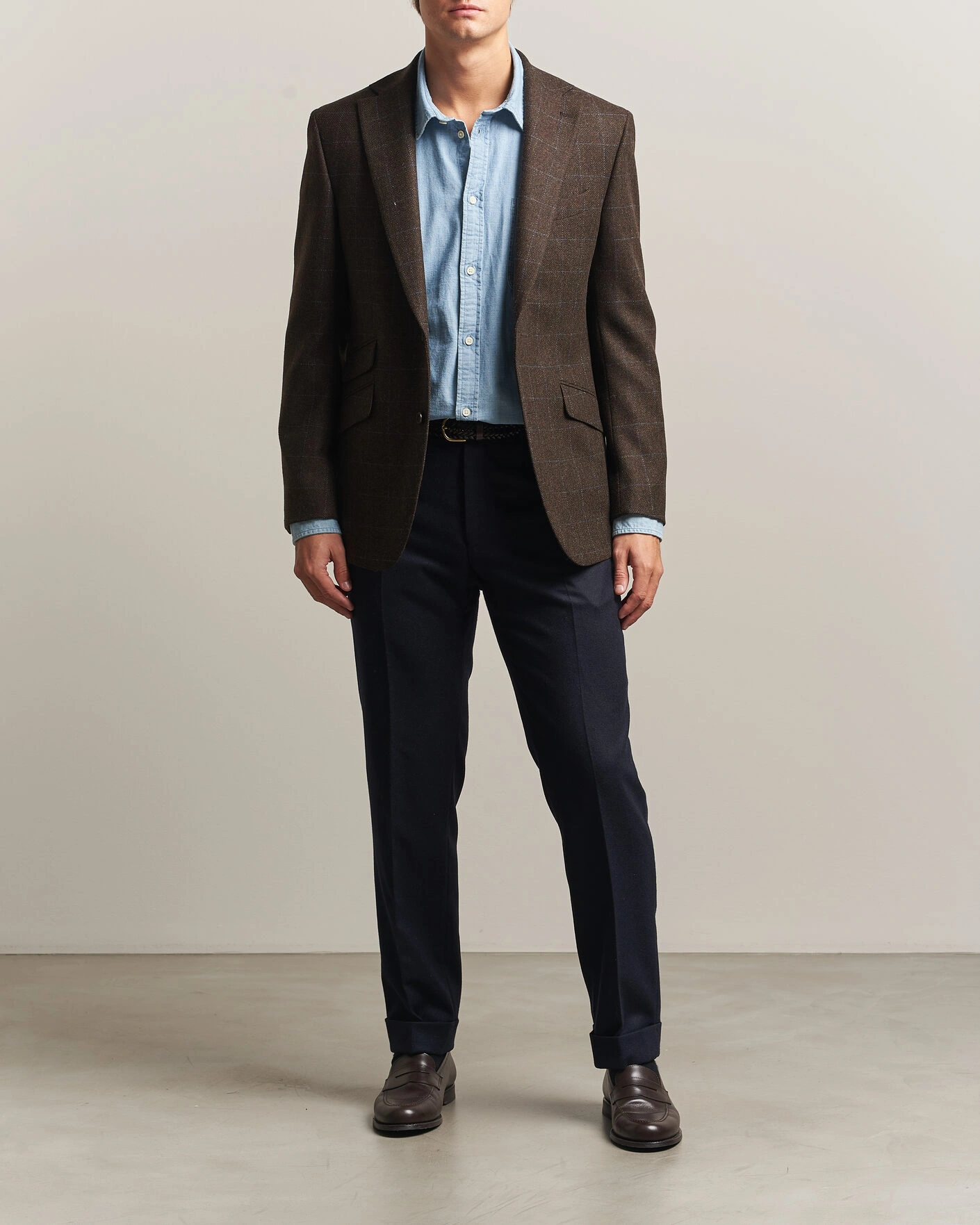 Herr | Kavajer | Walker Slater | Edward Lambswool Windowpane Blazer Brown