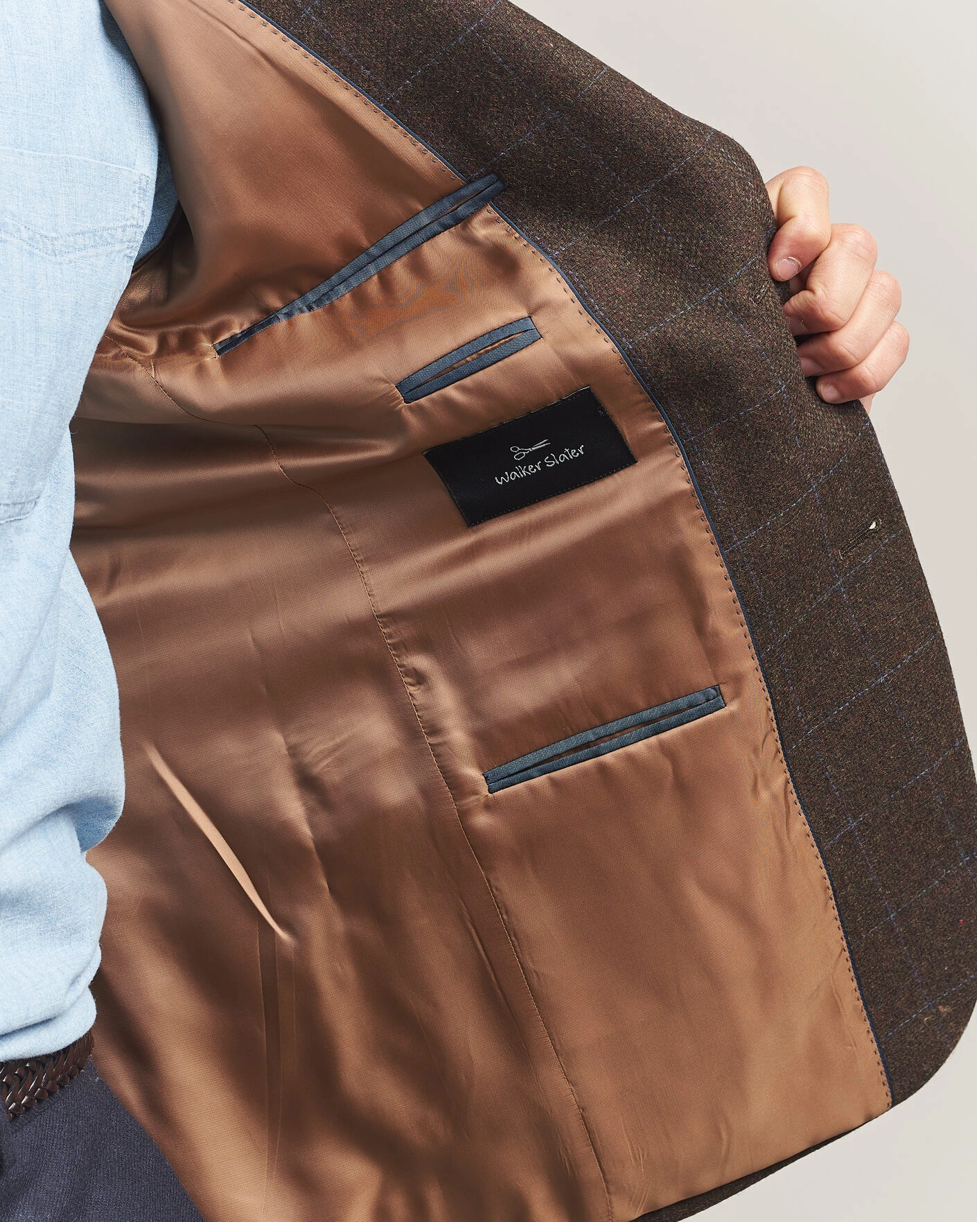 Herr | Kavajer | Walker Slater | Edward Lambswool Windowpane Blazer Brown
