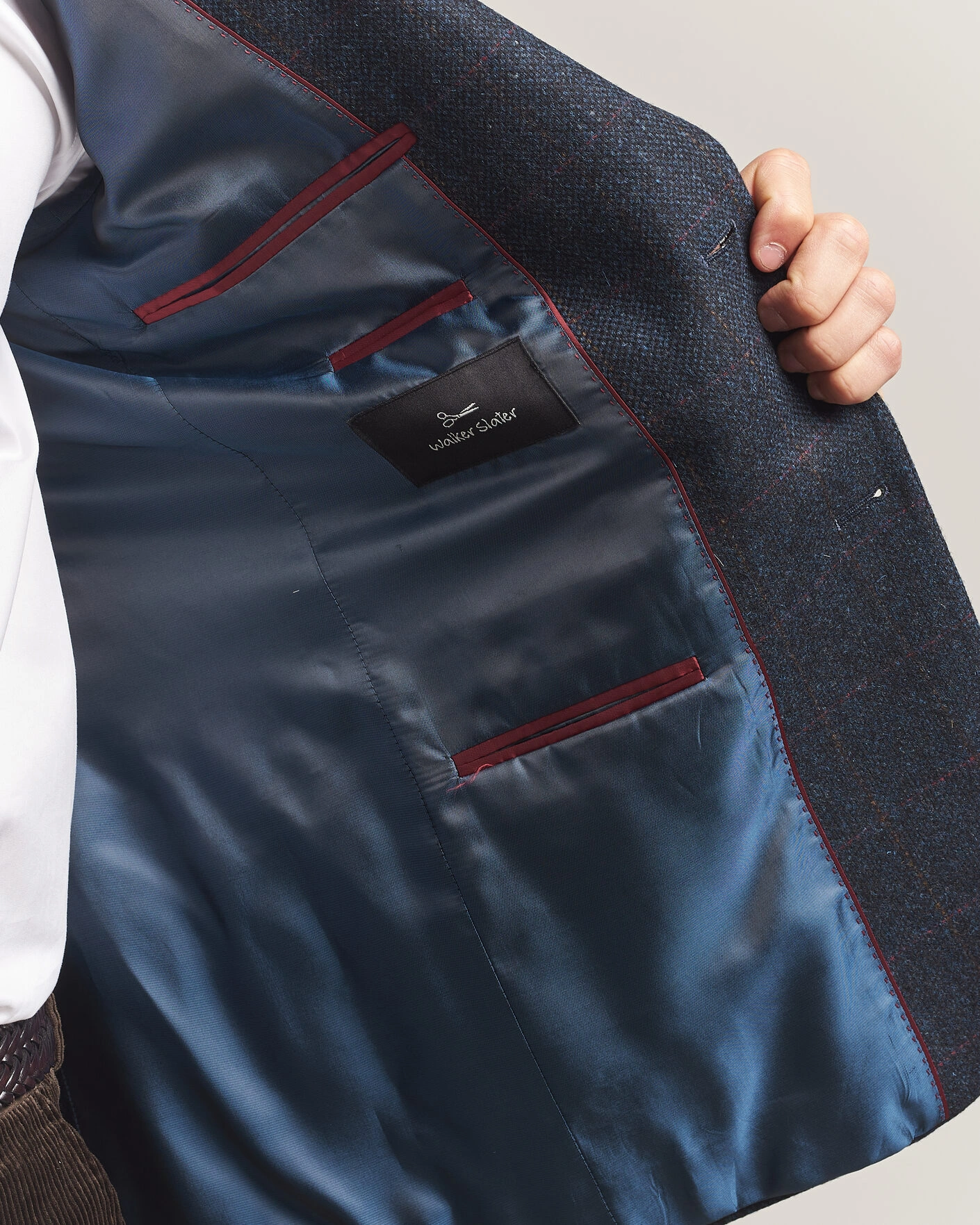 Herr | Kavajer | Walker Slater | Edward Lambswool Windowpane Blazer Navy
