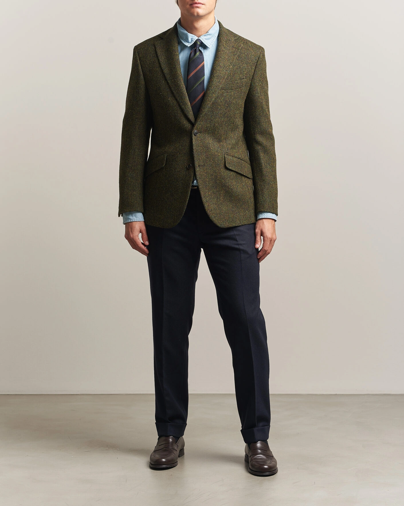 Herr | Kavajer | Walker Slater | Edward Harris Tweed Herringbone Blazer Green