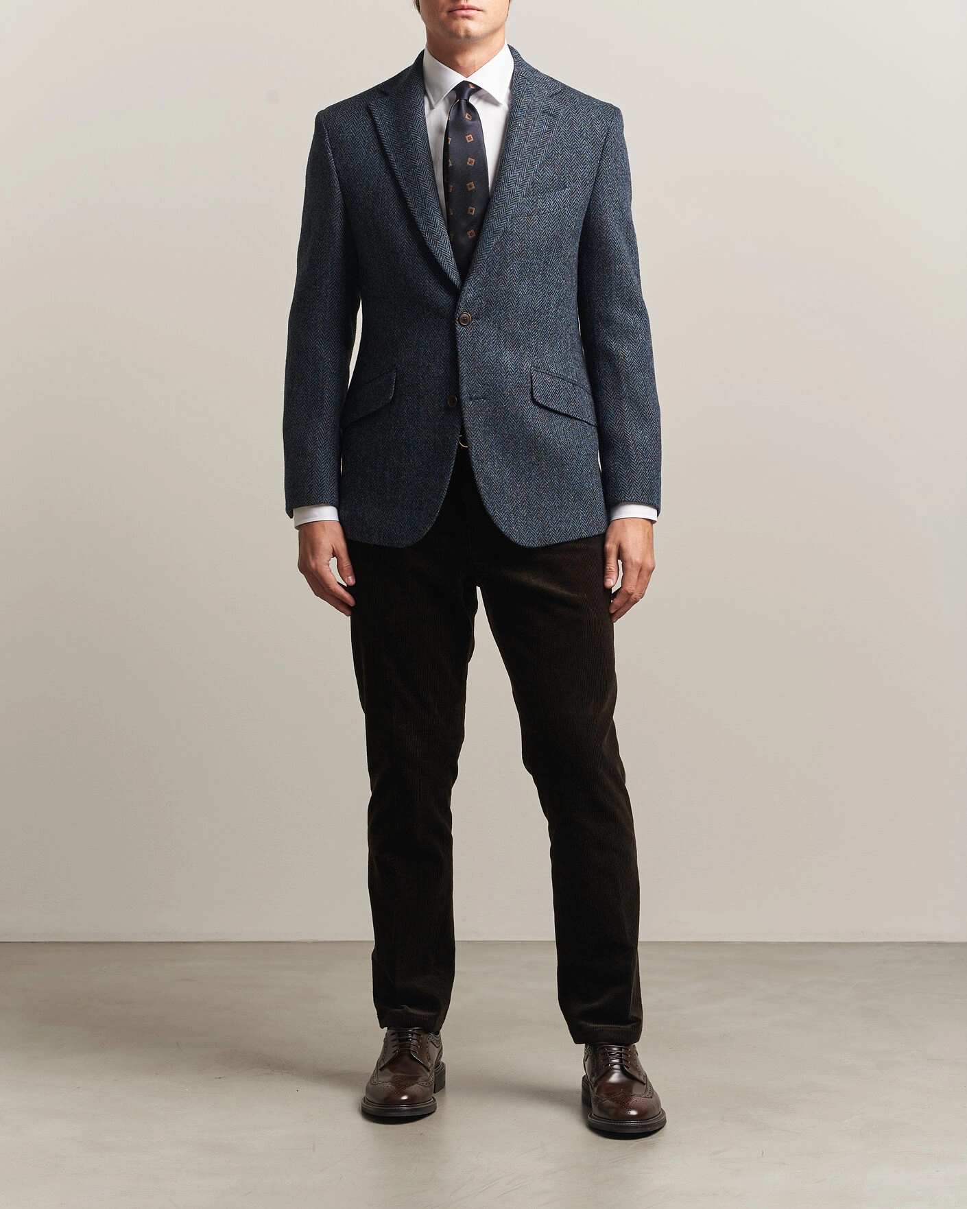 Herr | Kavajer | Walker Slater | Edward Harris Tweed Herringbone Blazer Navy