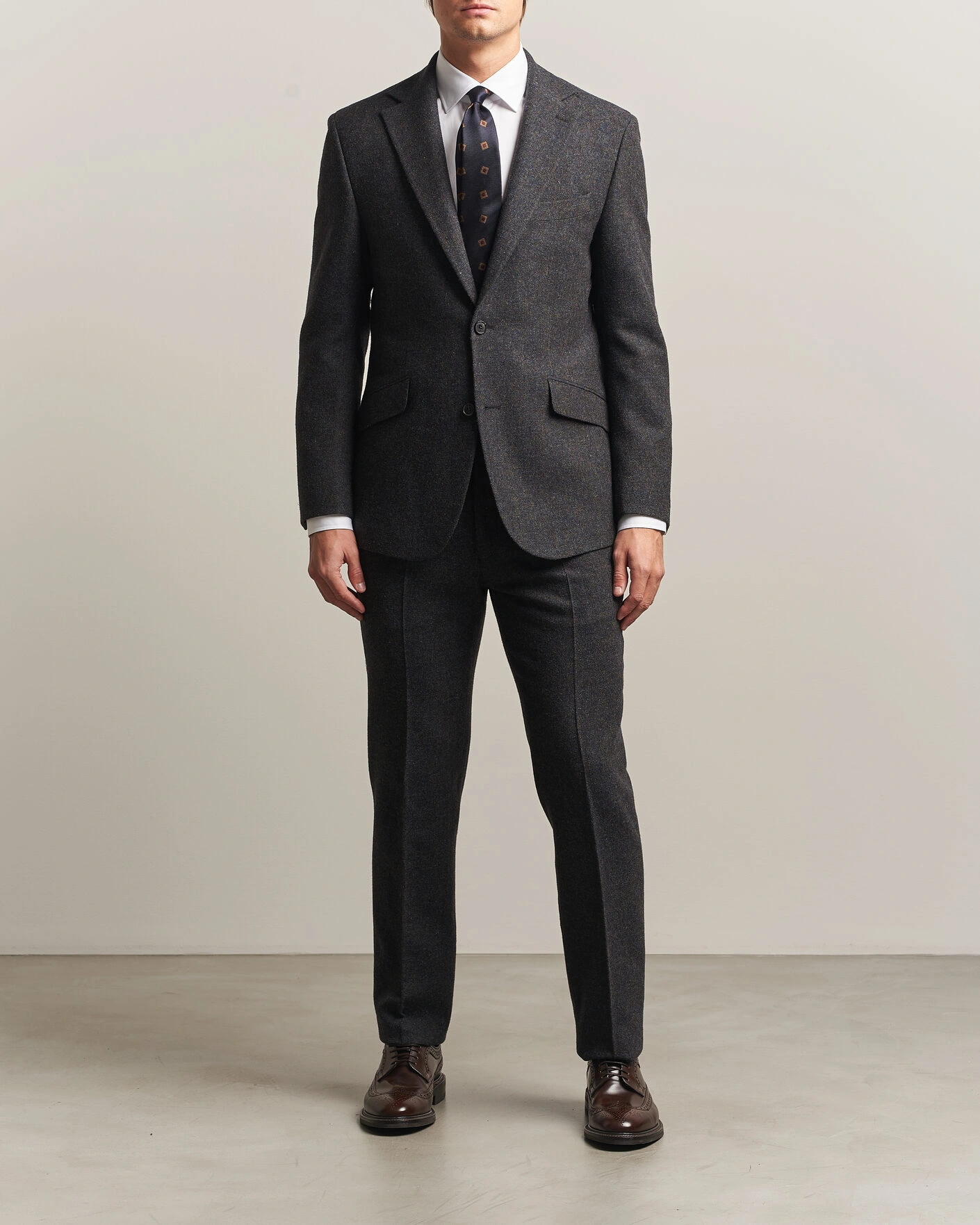 Herr | Byxor | Walker Slater | Edward Shetland Wool Donegal Trousers Navy