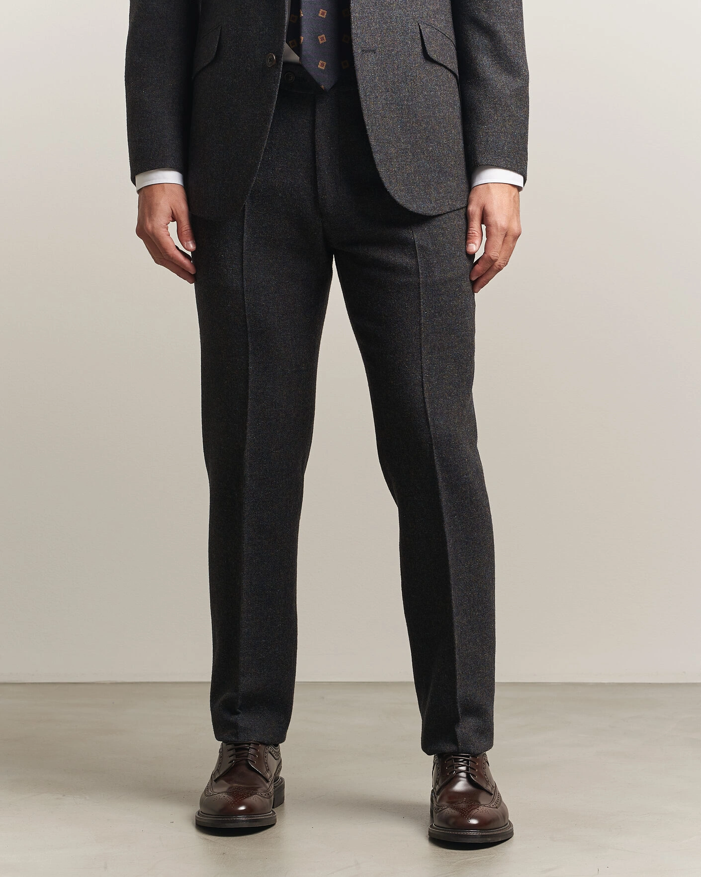 Herr | Byxor | Walker Slater | Edward Shetland Wool Donegal Trousers Navy