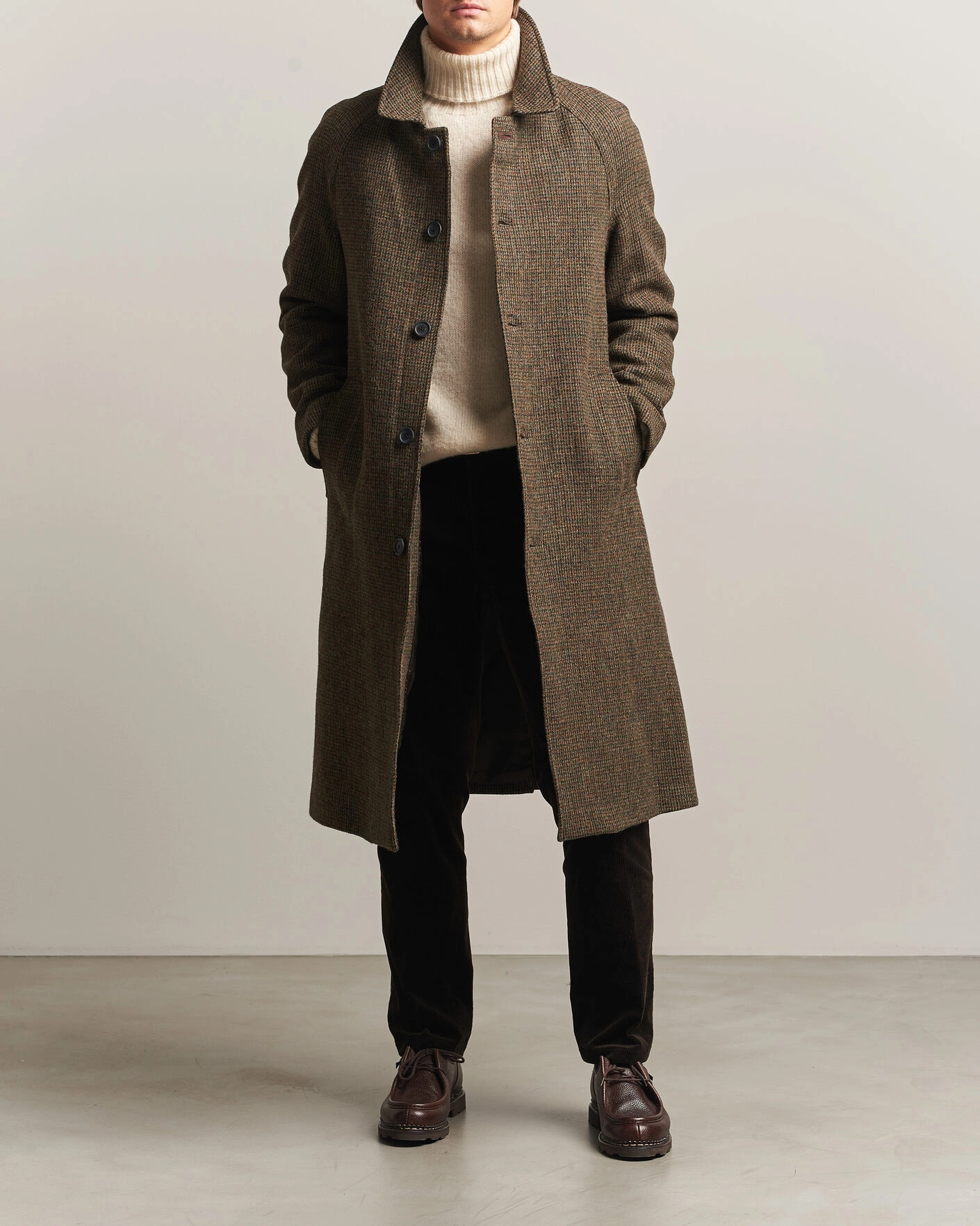 Herr | Jackor | Walker Slater | Sherlock Harris Tweed Microcheck Coat Amber Brown