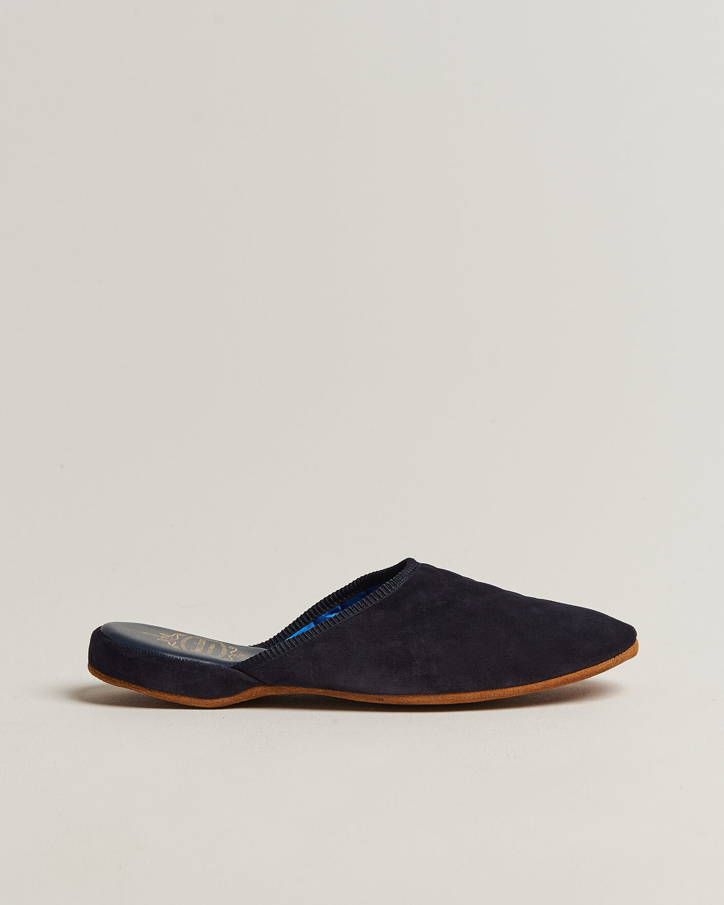 Herr | Sandaler & Tofflor | Bowhill & Elliott | Mule Slipper Quilt Lining Navy Suede