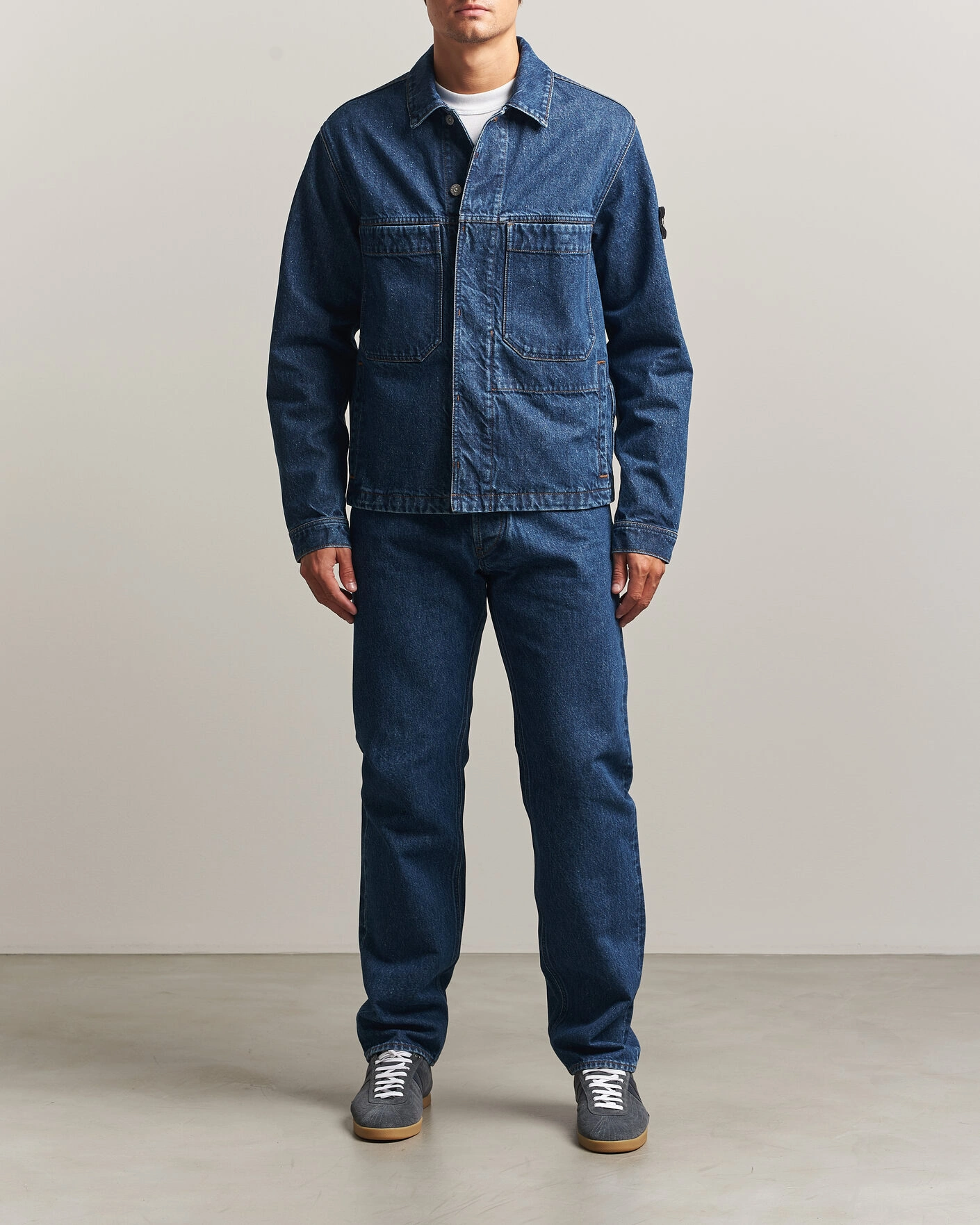 Herr | Jeans | Stone Island | Regular Straight Fit Indigo Jeans Blue Medium Wash