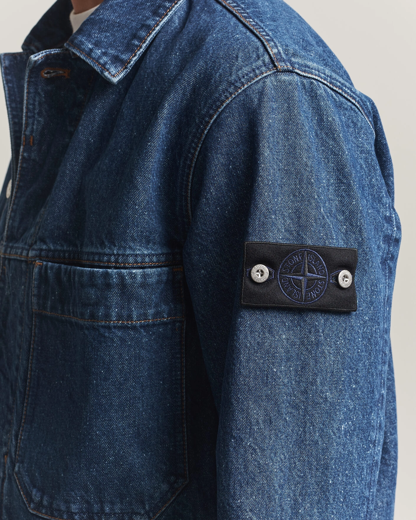 Herr | Jackor | Stone Island | Indigo Denim Coach Jacket Blue Medium Wash