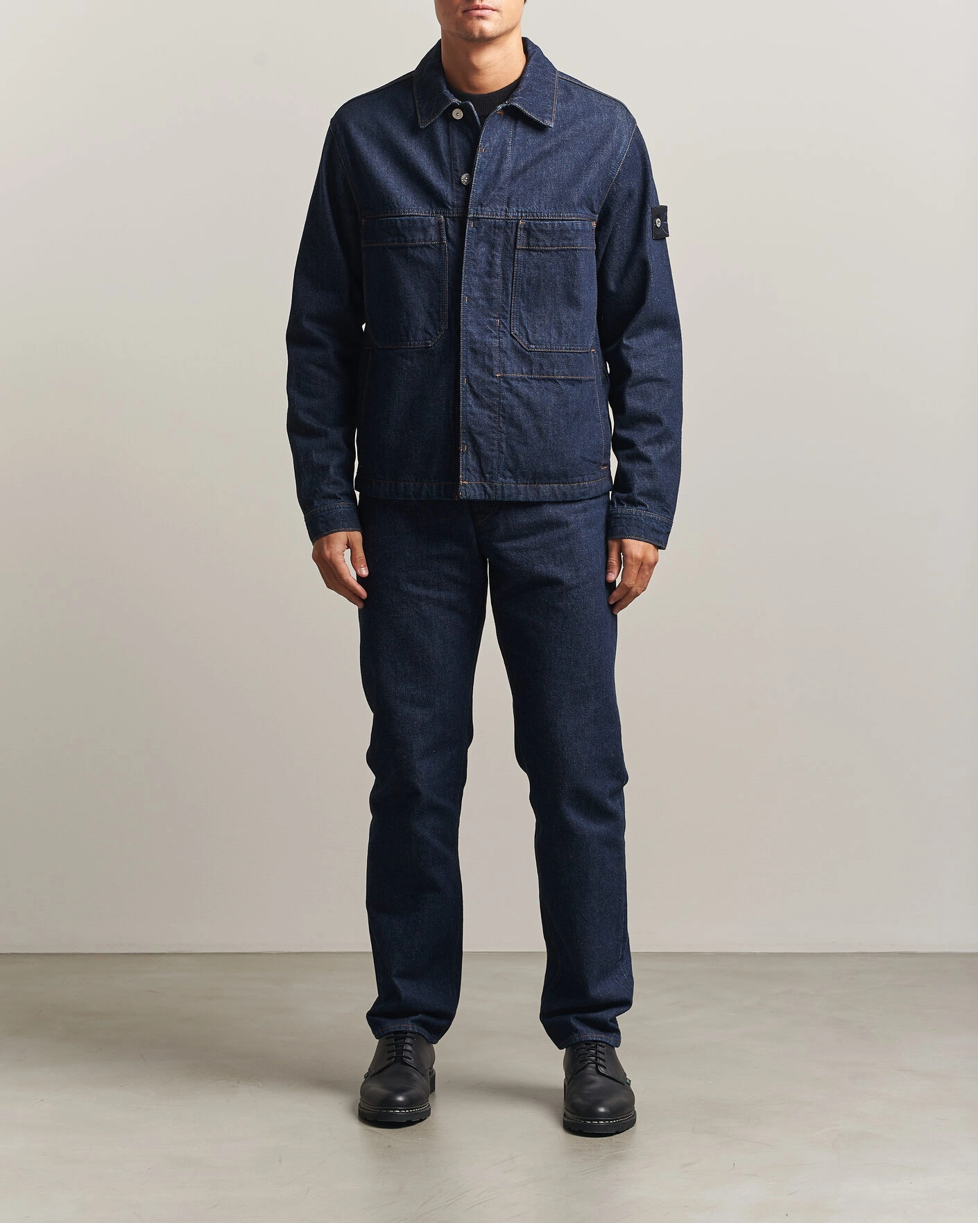 Herr | Jackor | Stone Island | Indigo Denim Coach Jacket Blue Rinse
