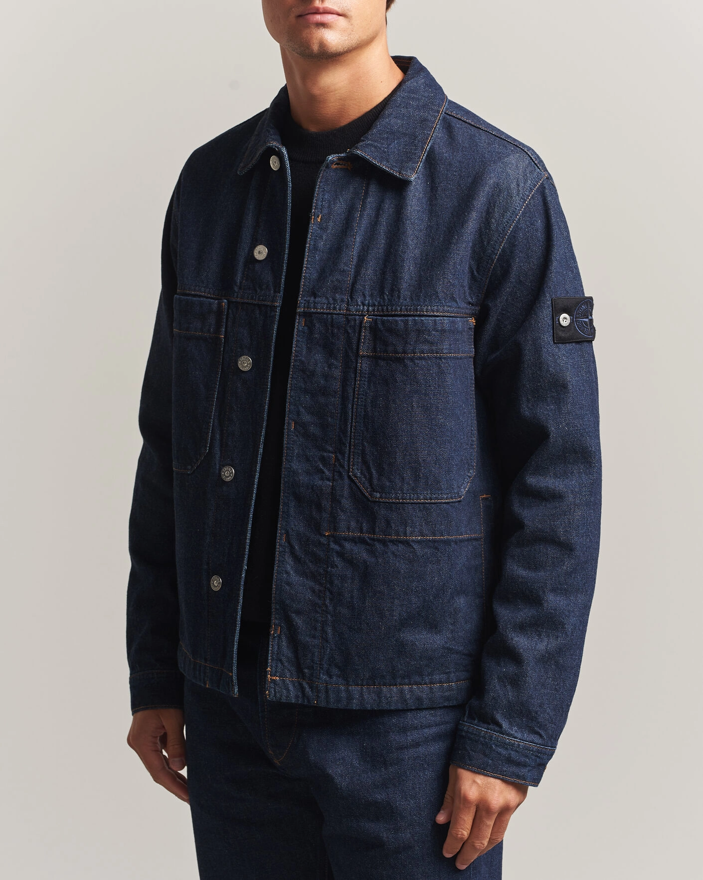 Herr | Jackor | Stone Island | Indigo Denim Coach Jacket Blue Rinse